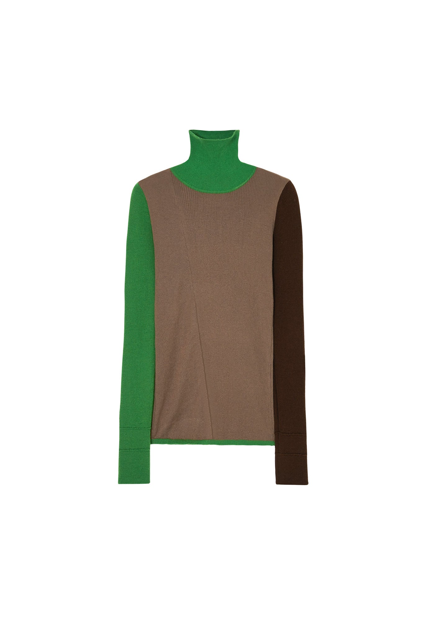 Bicolor High Neck Wool Knit Top