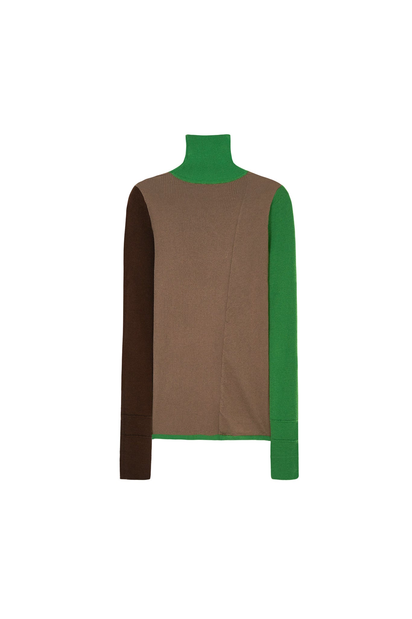 Bicolor High Neck Wool Knit Top