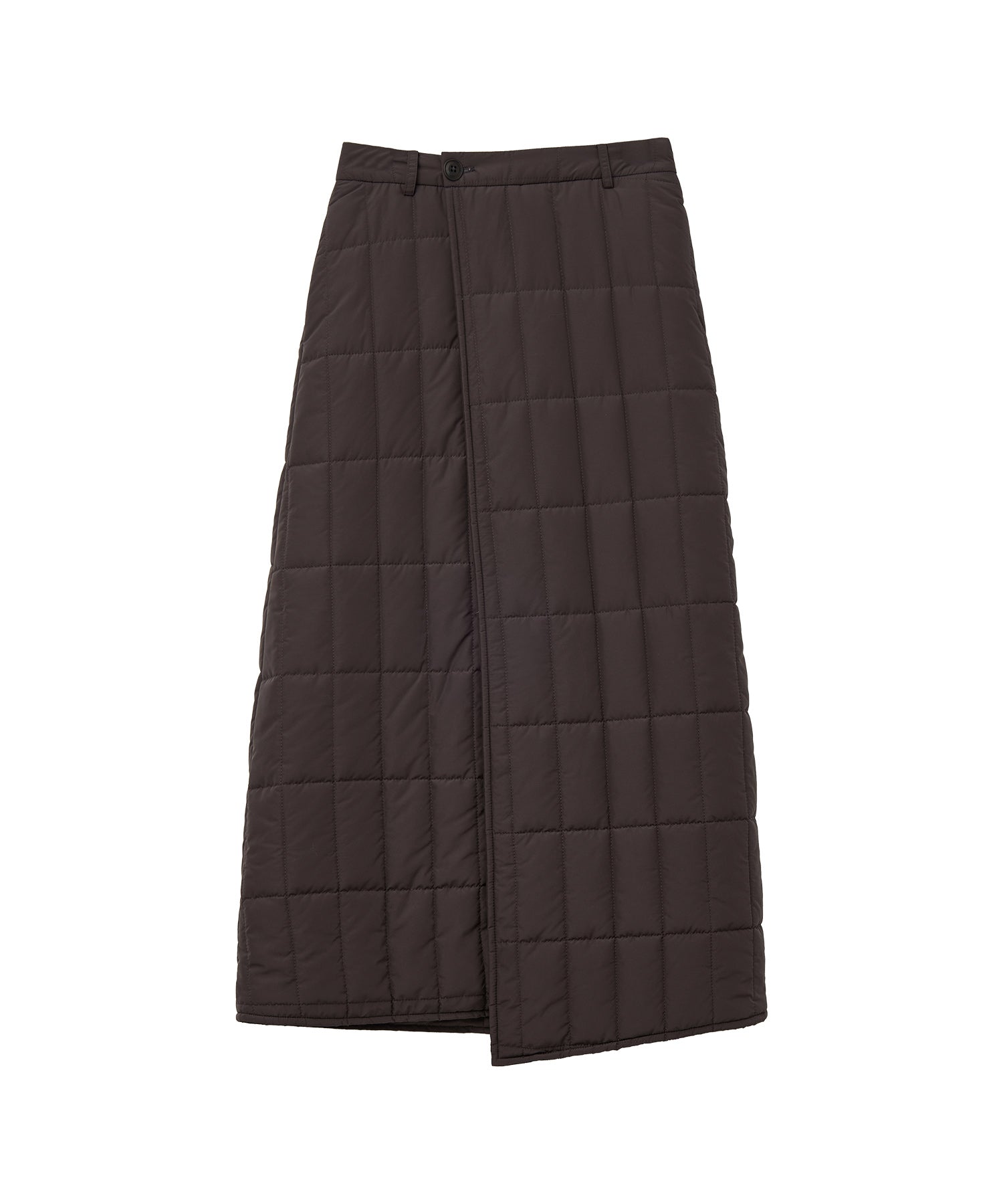 Quilted Overlap Long Skirt Straight Silhouette Padded Warm Winter Skirt
