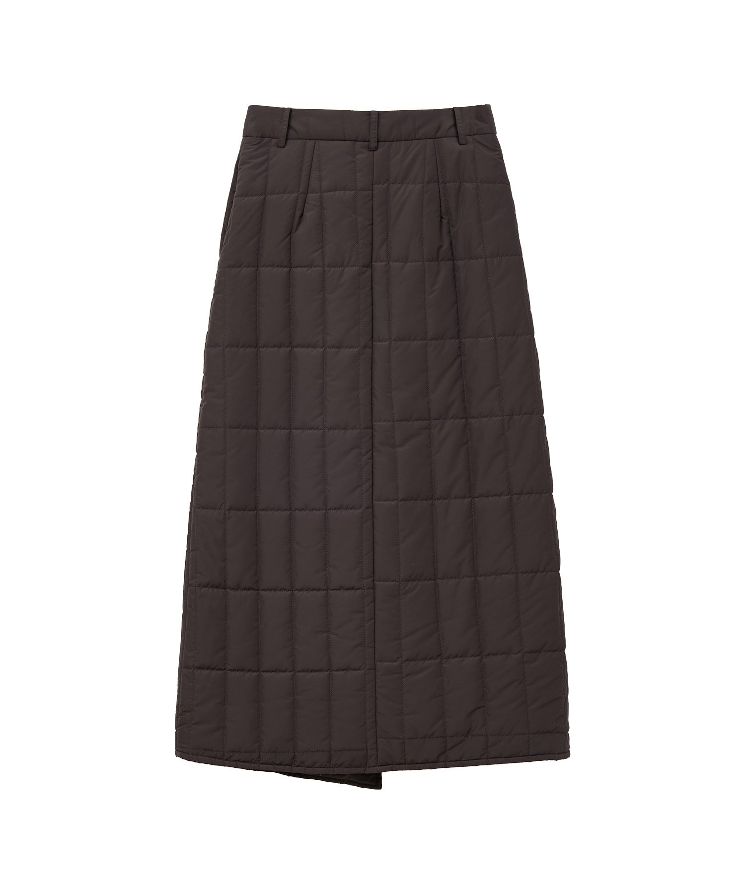Quilted Overlap Long Skirt Straight Silhouette Padded Warm Winter Skirt