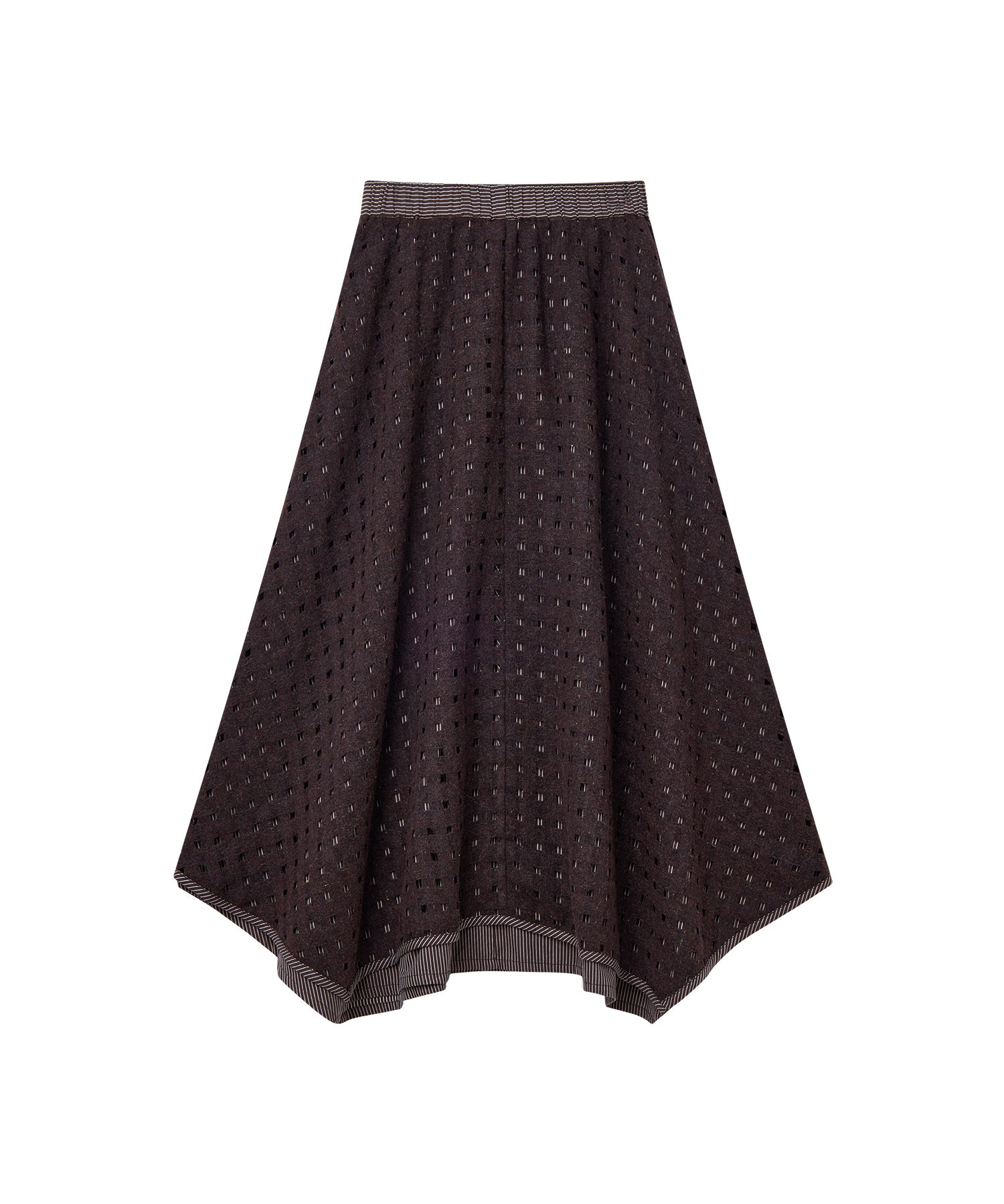 Cut-Out Layered High-Waist A-Line Midi Flare Skirt