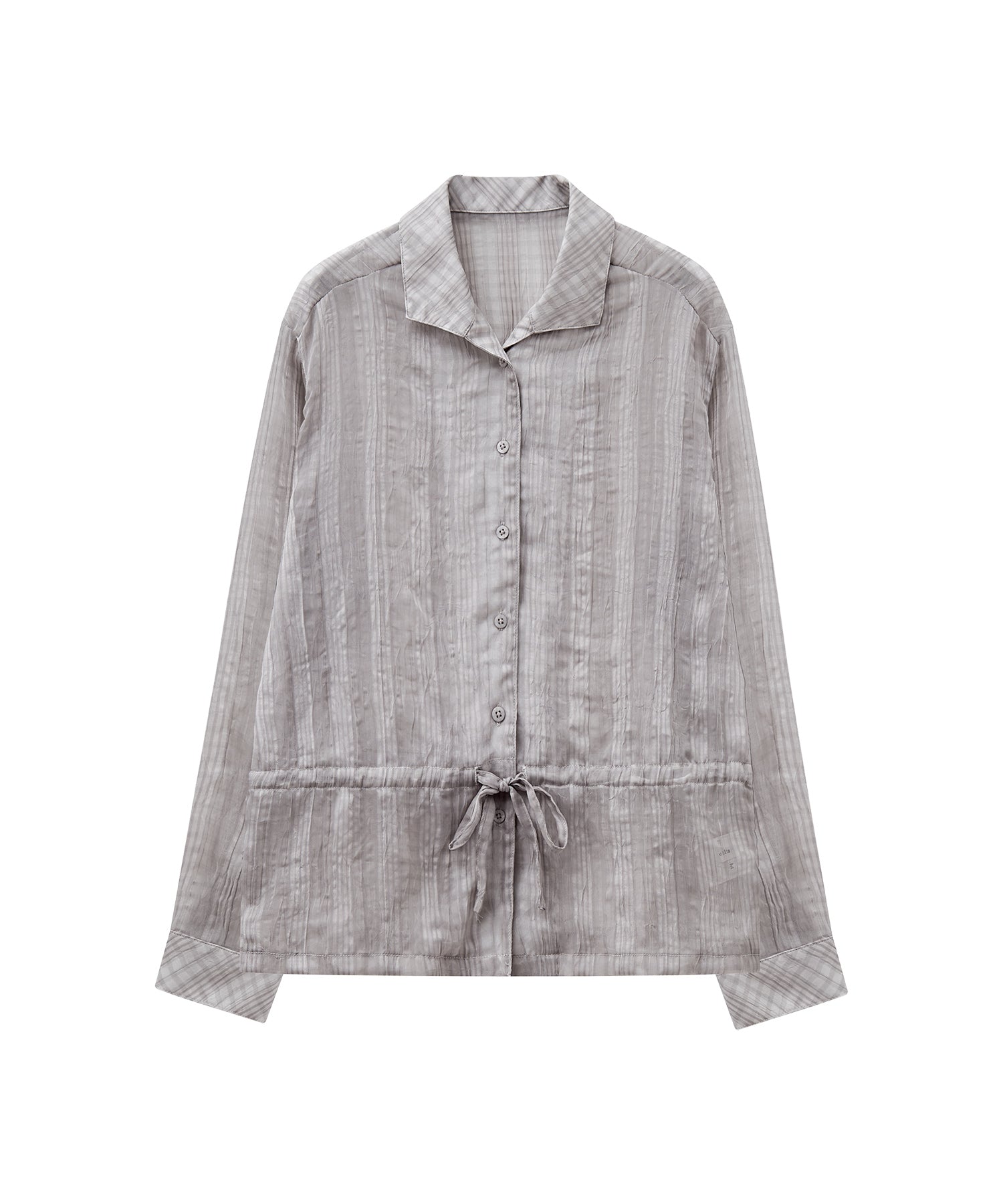 Drawstring Crinkled Check Shirt Jacket – Oversized Fit