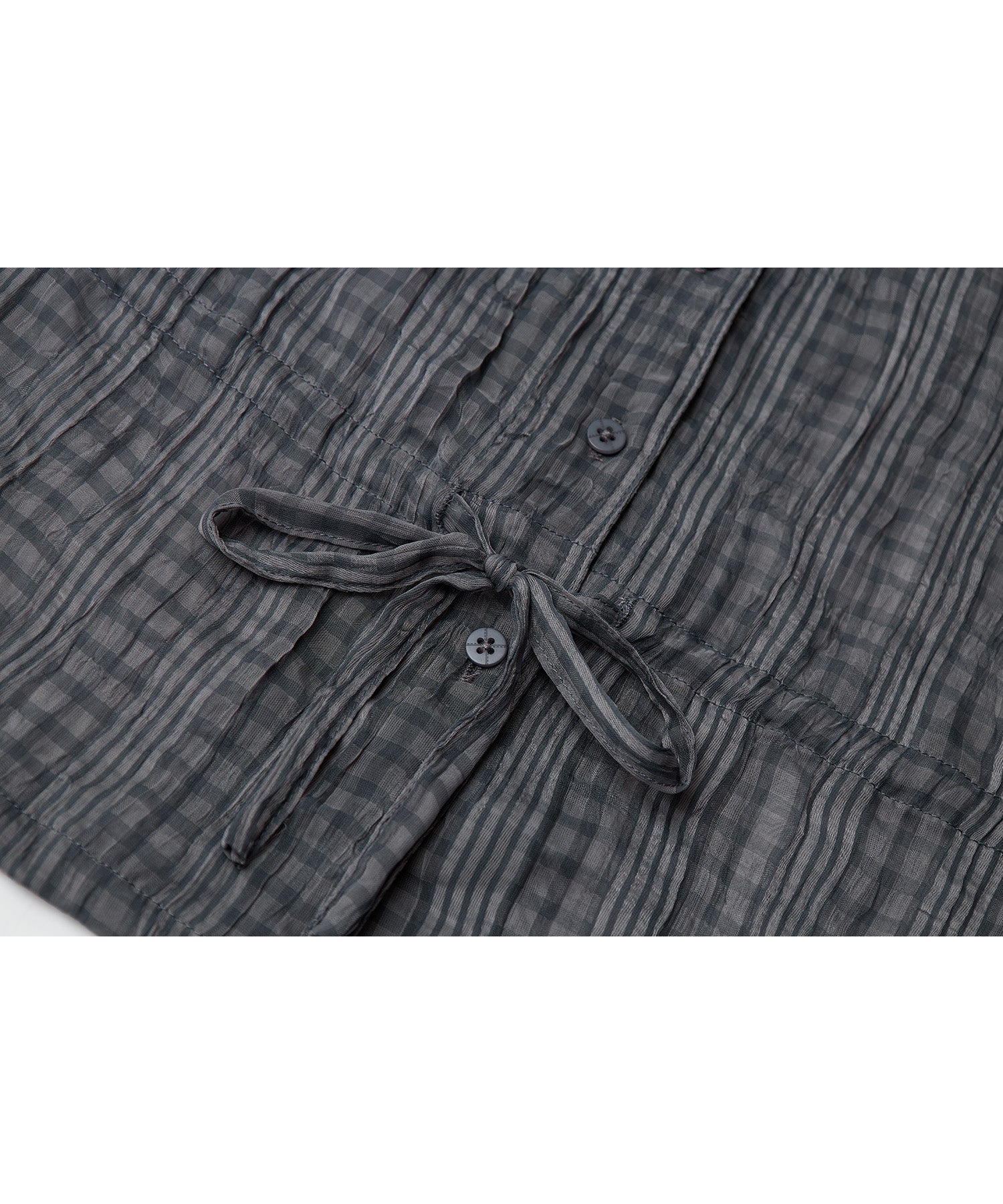Drawstring Crinkled Check Shirt Jacket – Oversized Fit
