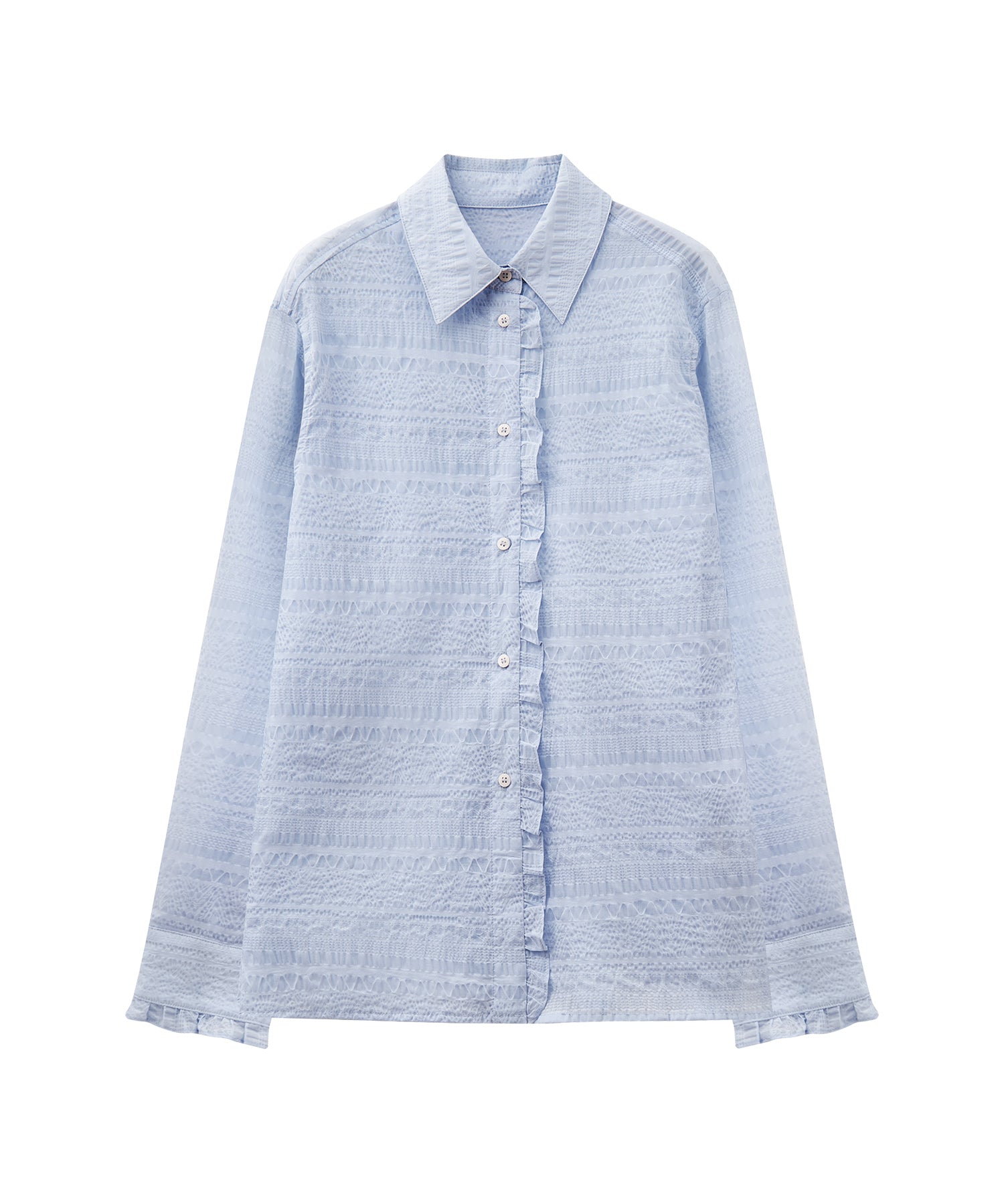 Sheer Textured Lace Collar Blouse – Design Detail Long Sleeve