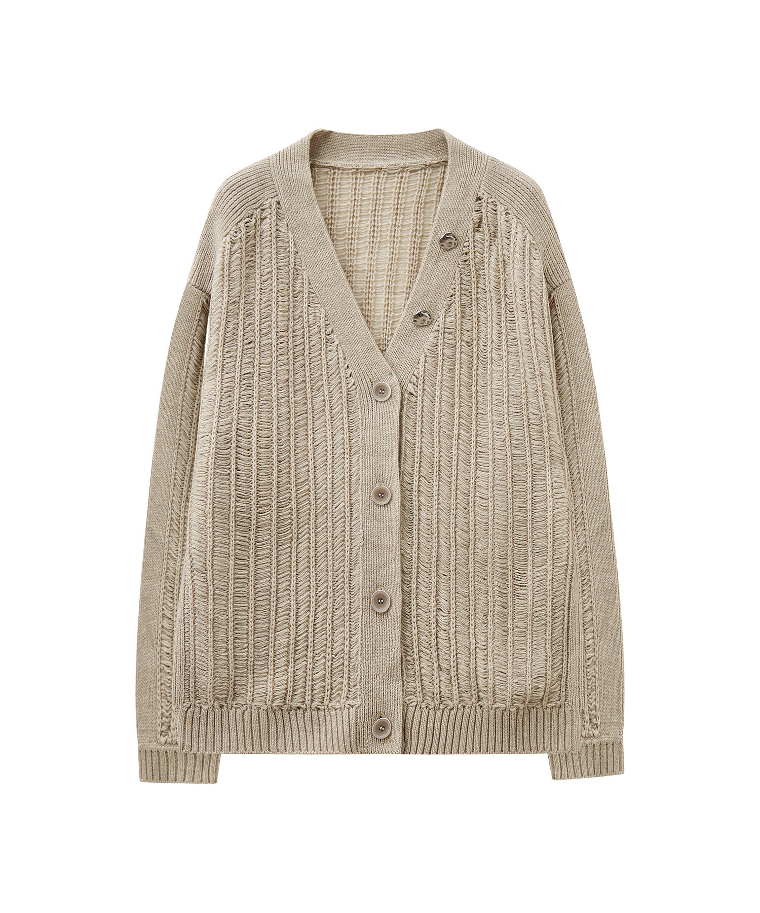 3D Textured Knit Loose Fit Cardigan