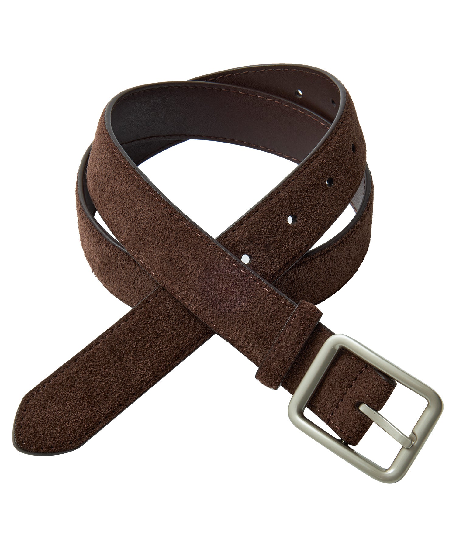 Minimalist Suede Leather Belt with Matte Silver Buckle