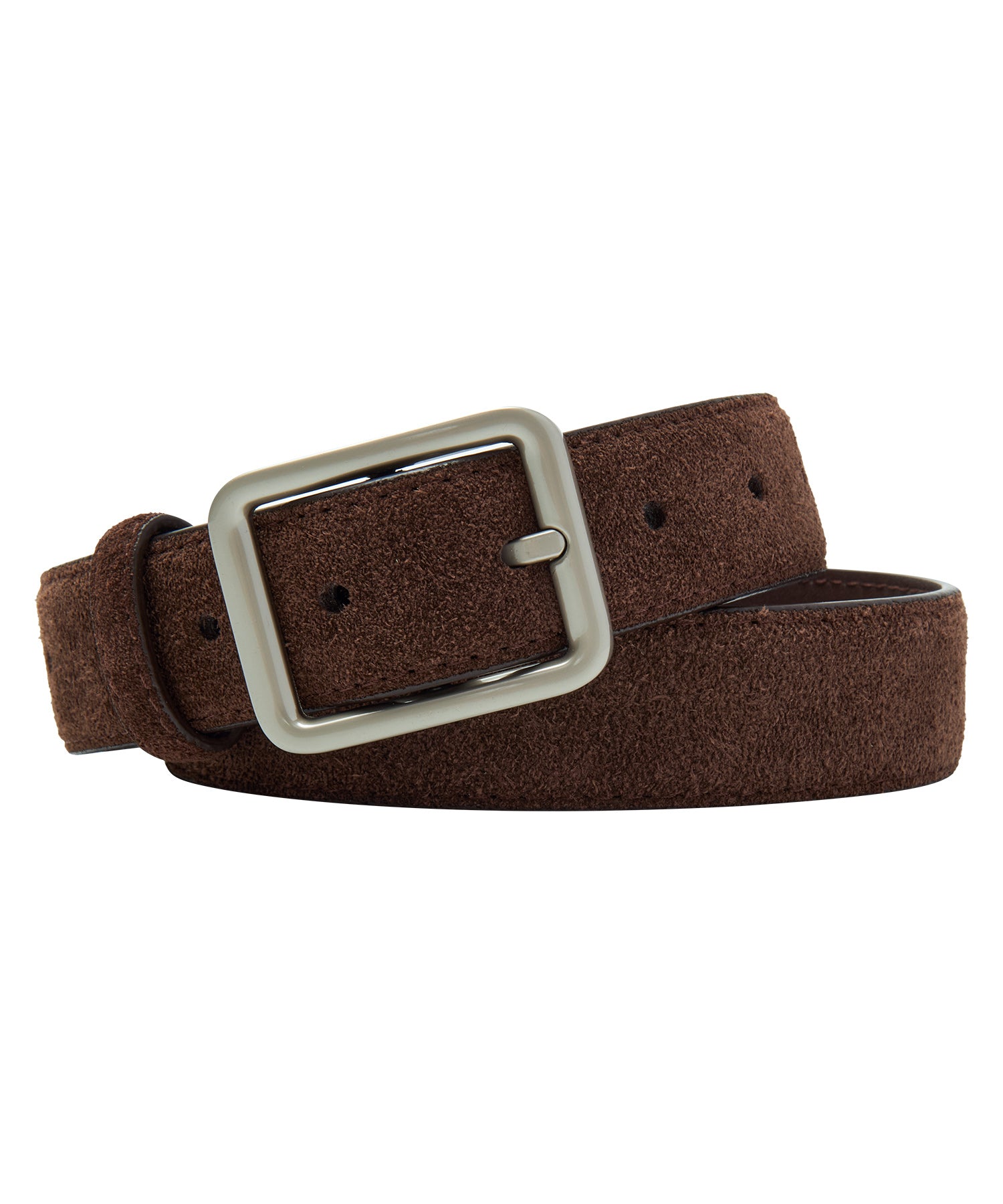 Minimalist Suede Leather Belt with Matte Silver Buckle