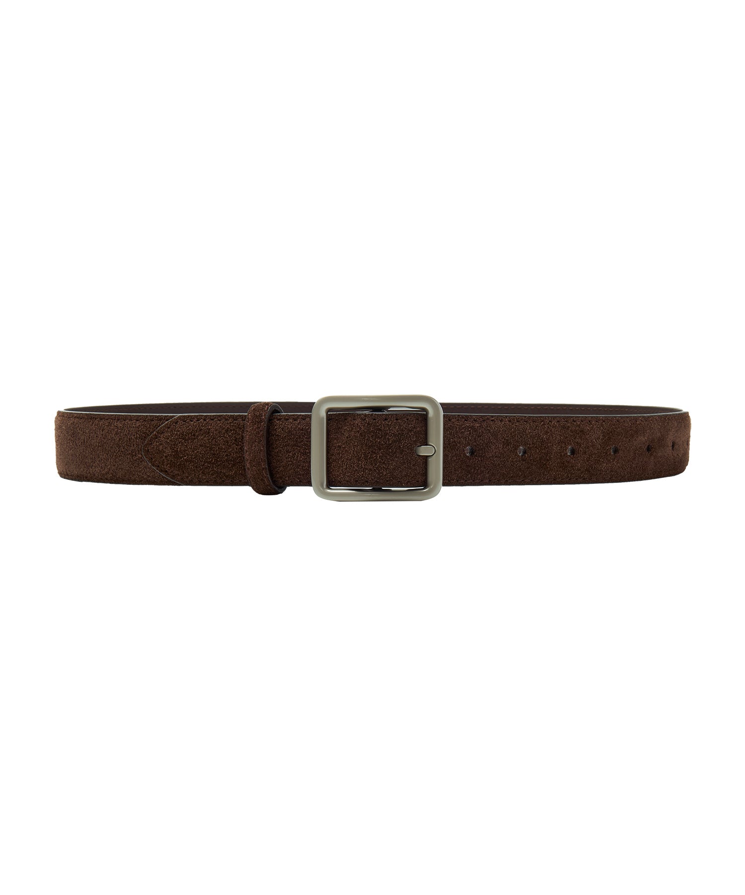Minimalist Suede Leather Belt with Matte Silver Buckle