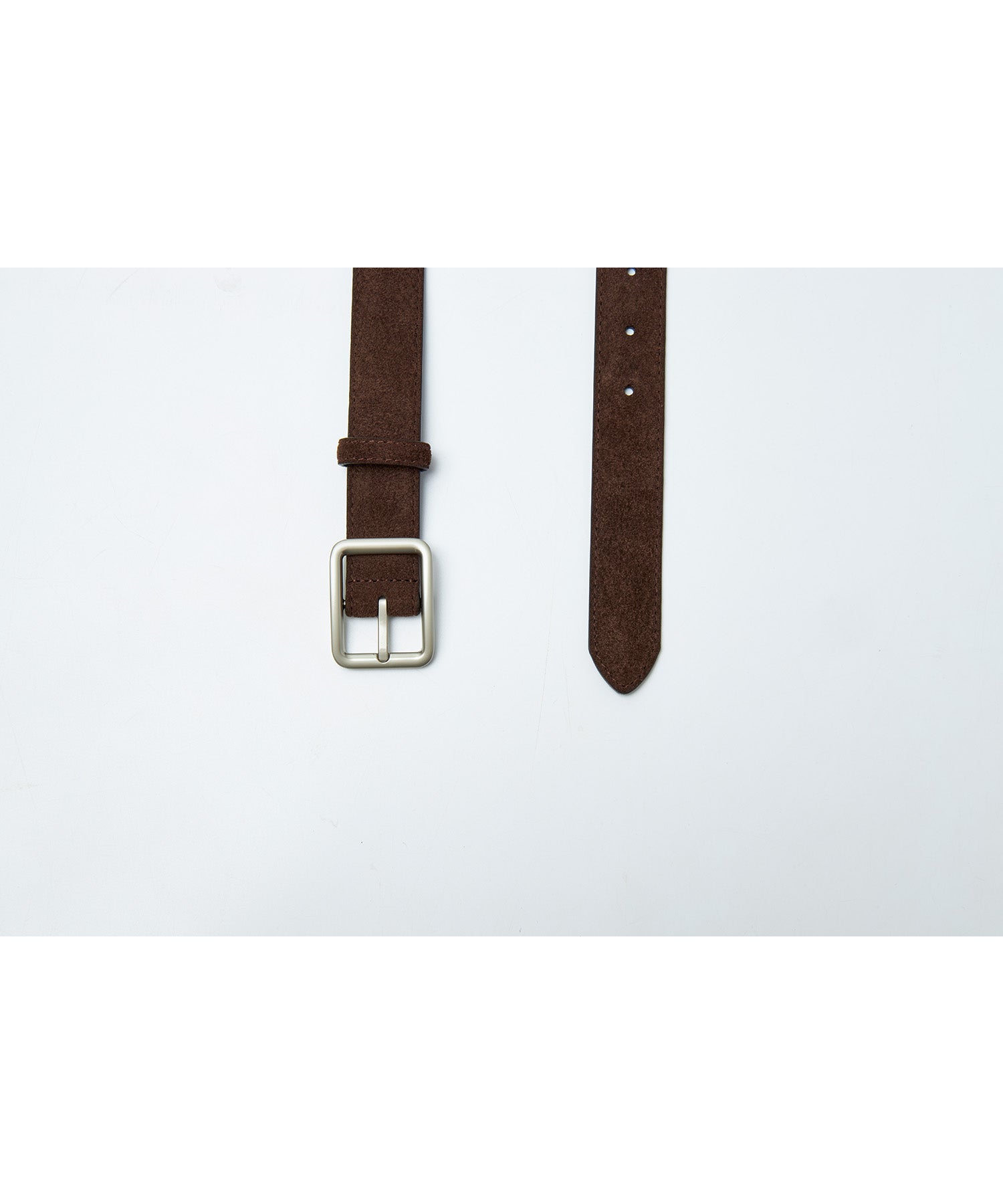Minimalist Suede Leather Belt with Matte Silver Buckle