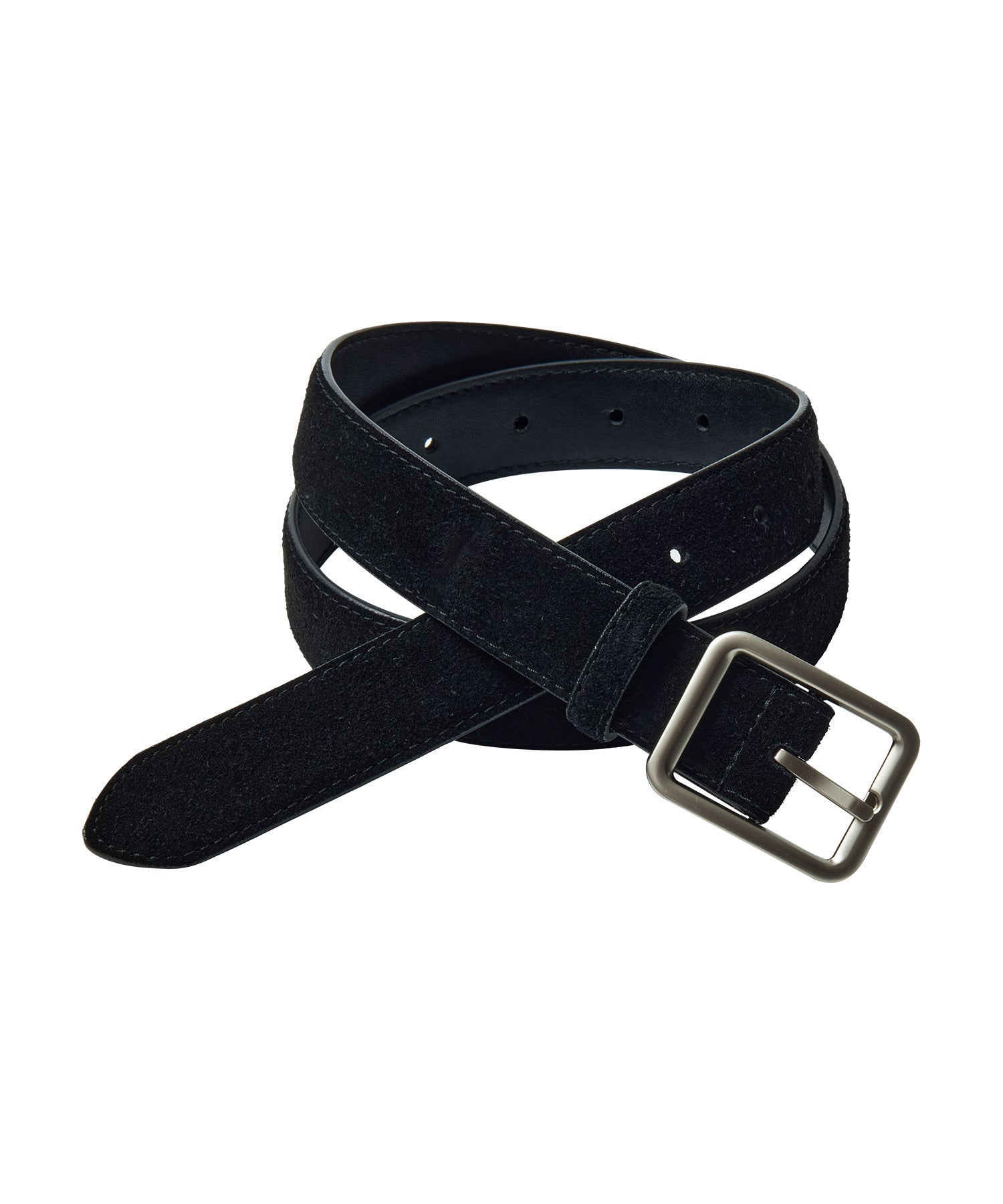 Minimalist Suede Leather Belt with Matte Silver Buckle