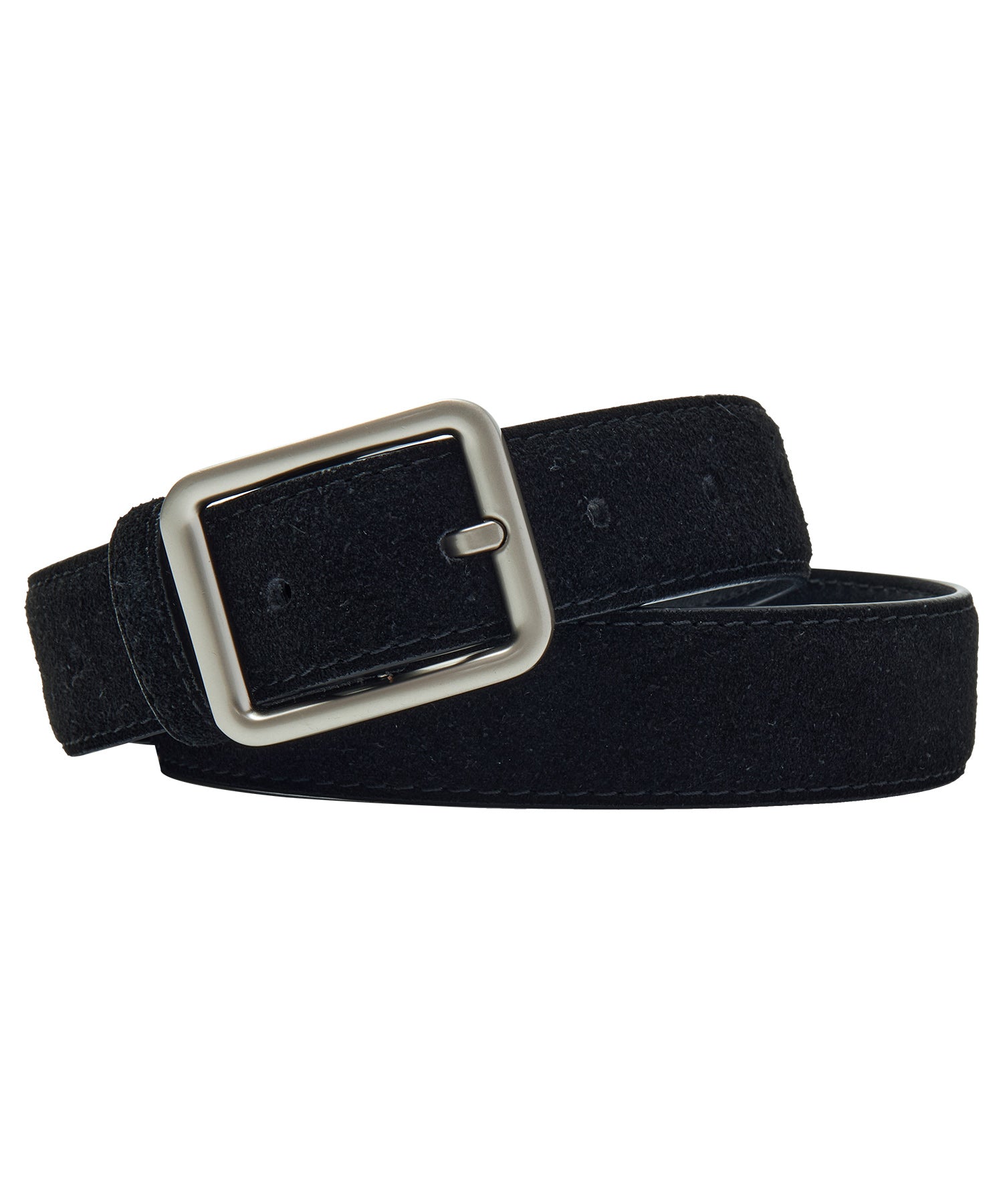 Minimalist Suede Leather Belt with Matte Silver Buckle