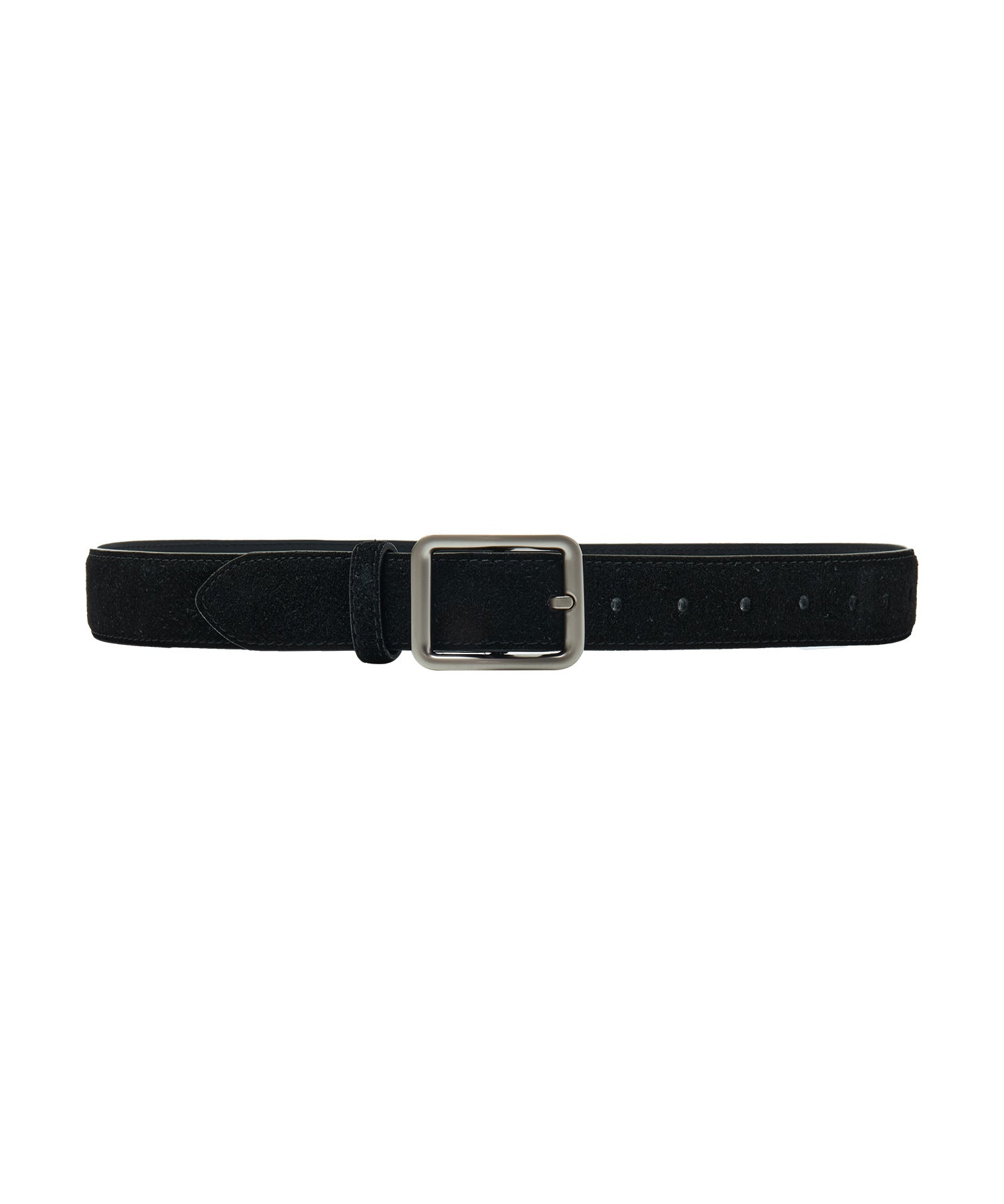 Minimalist Suede Leather Belt with Matte Silver Buckle
