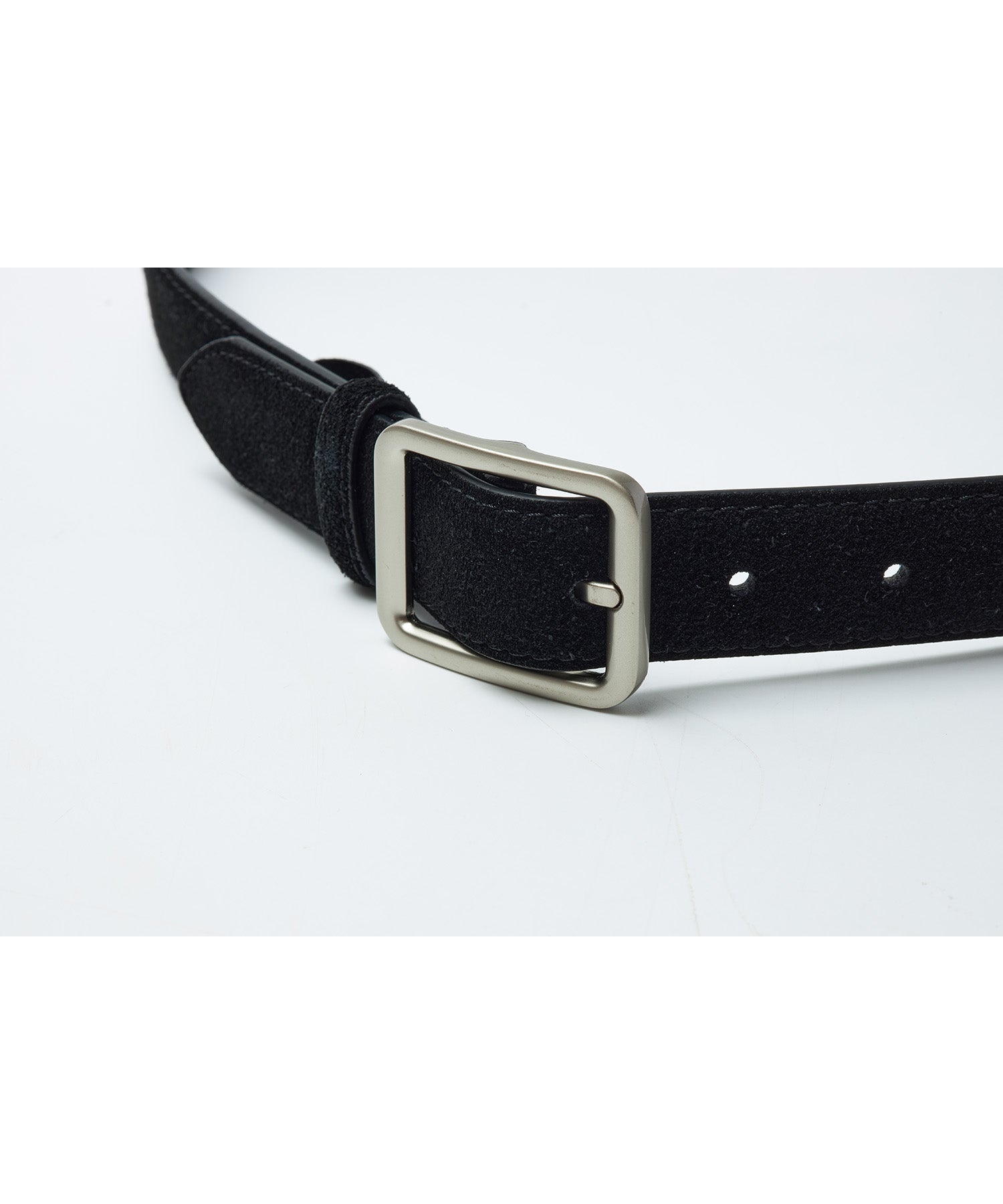 Minimalist Suede Leather Belt with Matte Silver Buckle
