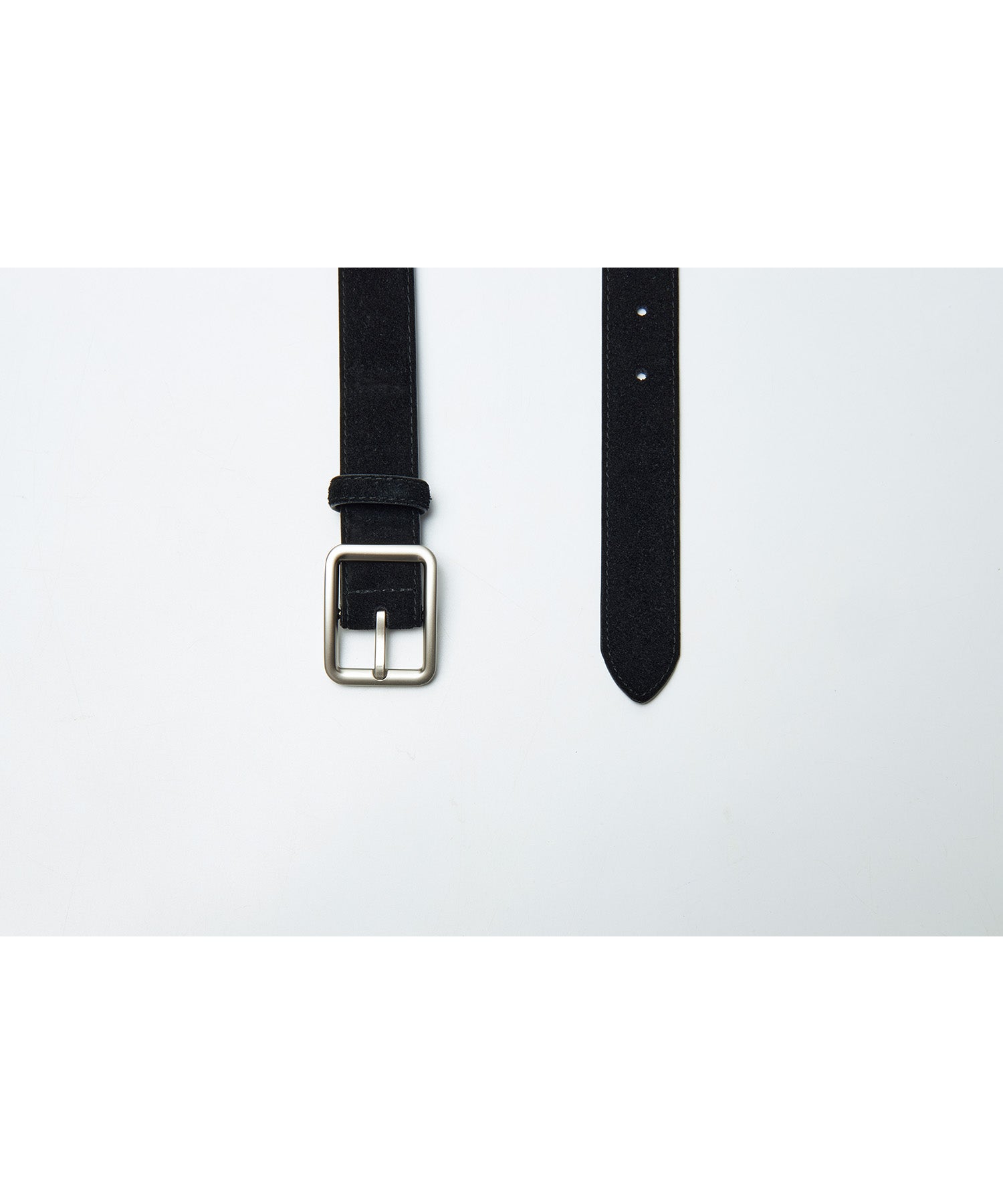 Minimalist Suede Leather Belt with Matte Silver Buckle