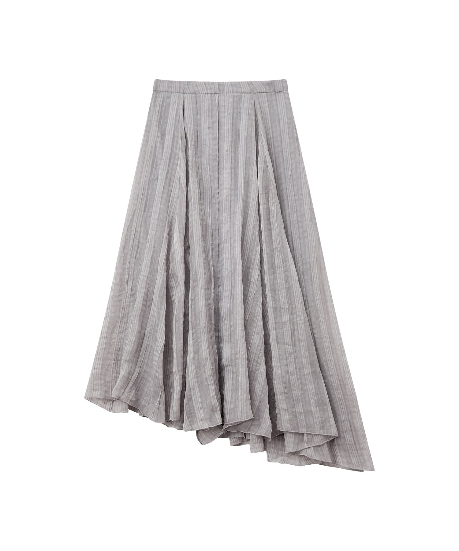 Asymmetric Hem Crinkled Check Midi Skirt – A-Line Silhouette
