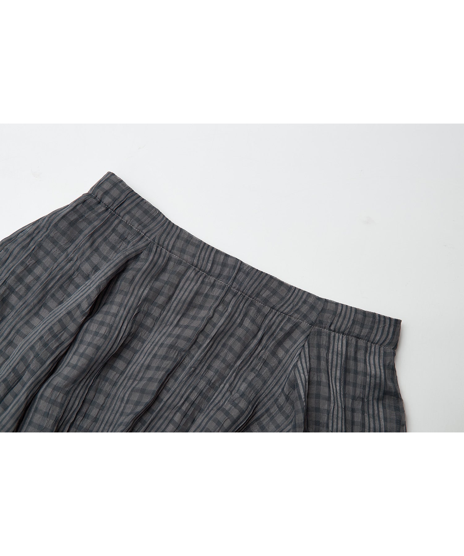 Asymmetric Hem Crinkled Check Midi Skirt – A-Line Silhouette