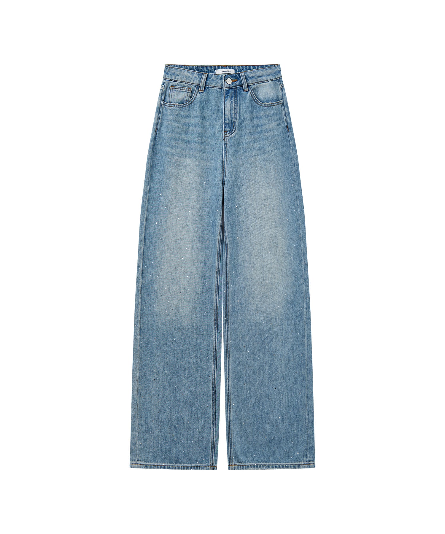 Gradient Rhinestone Wide-Leg Jeans