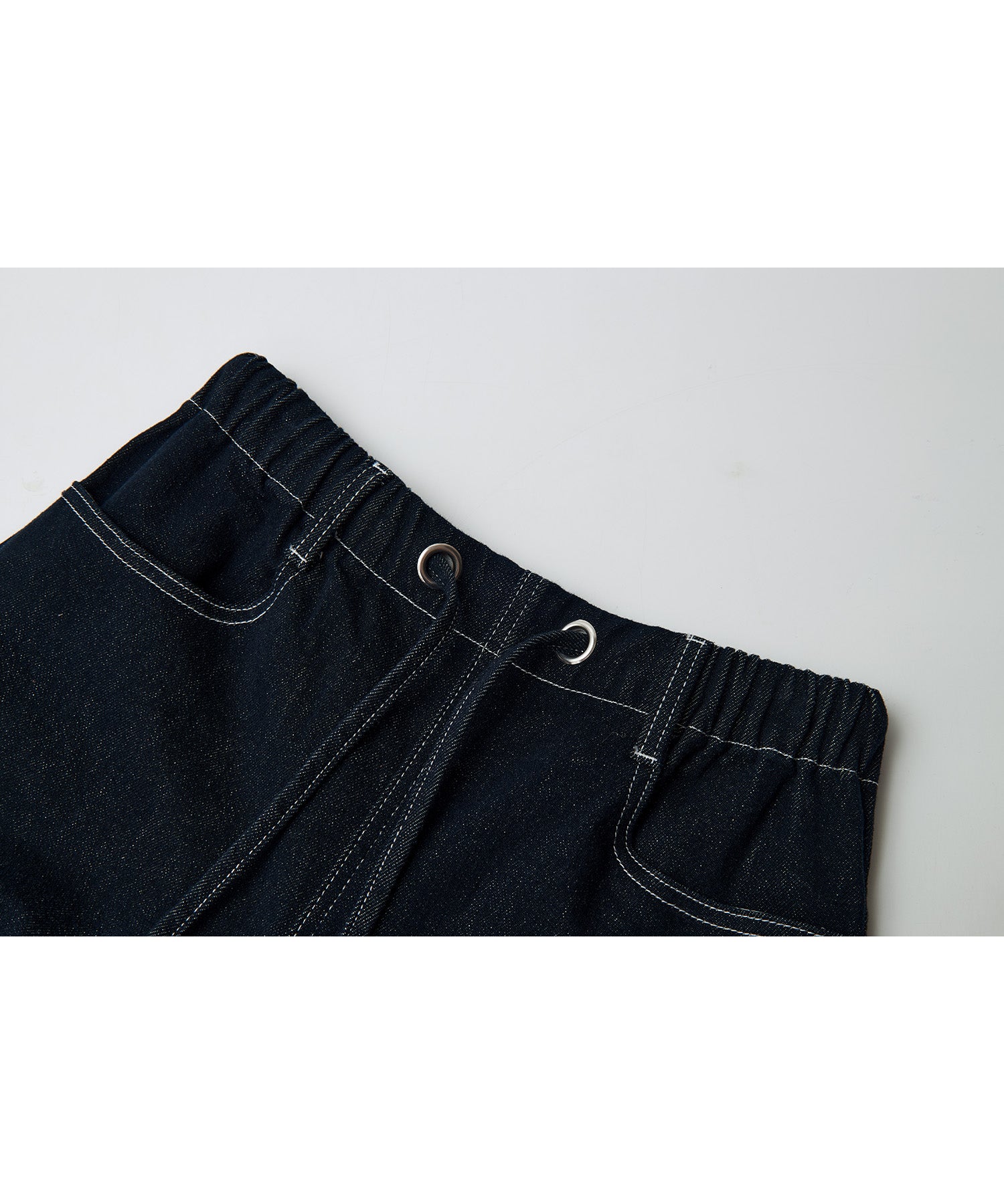 Drawstring Straight Washed Denim Pants