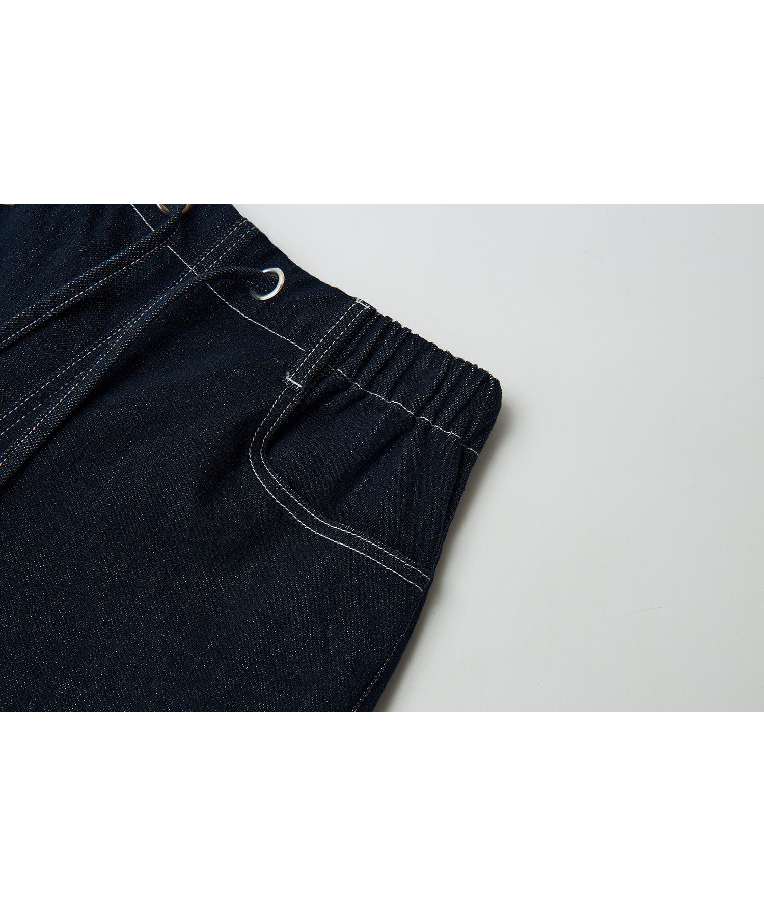 Drawstring Straight Washed Denim Pants