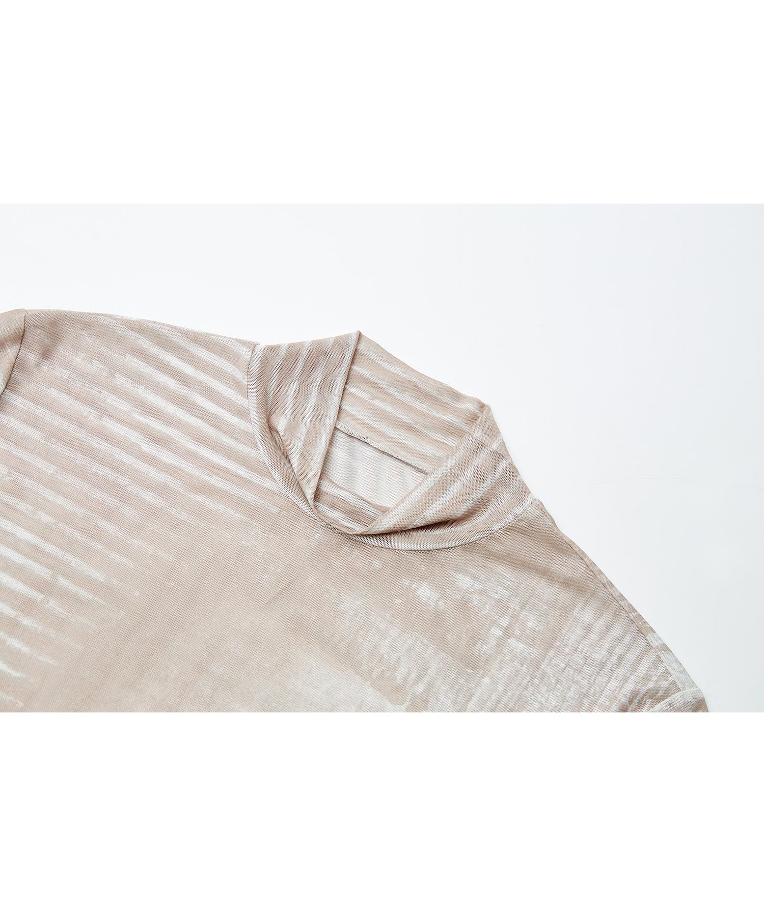 Digital Art Mesh Top – Sheer Mock Neck Fitted Layer