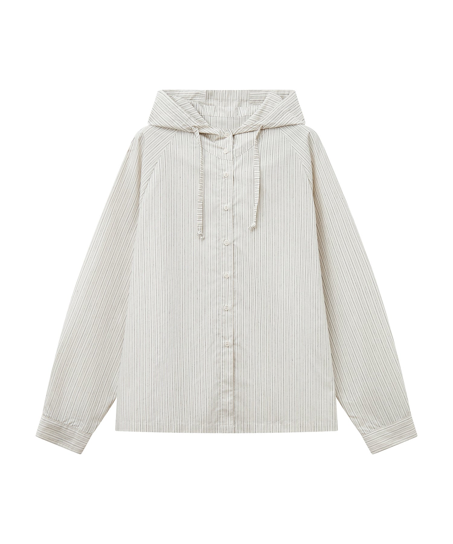 Striped Hooded Shirt Jacket – Drawstring & Relaxed Fit