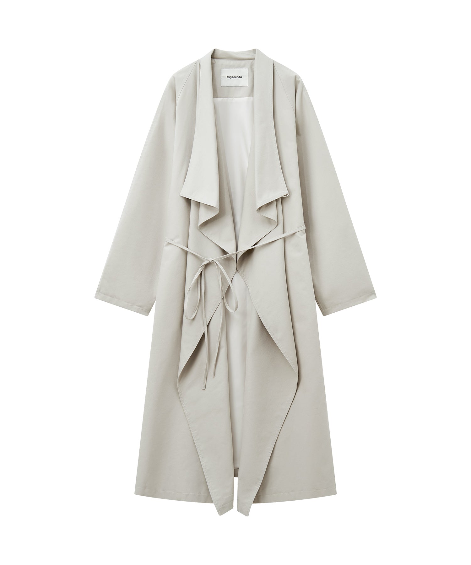 Layered Drape-Neck Trench Coat – Oversized Long Silhouette