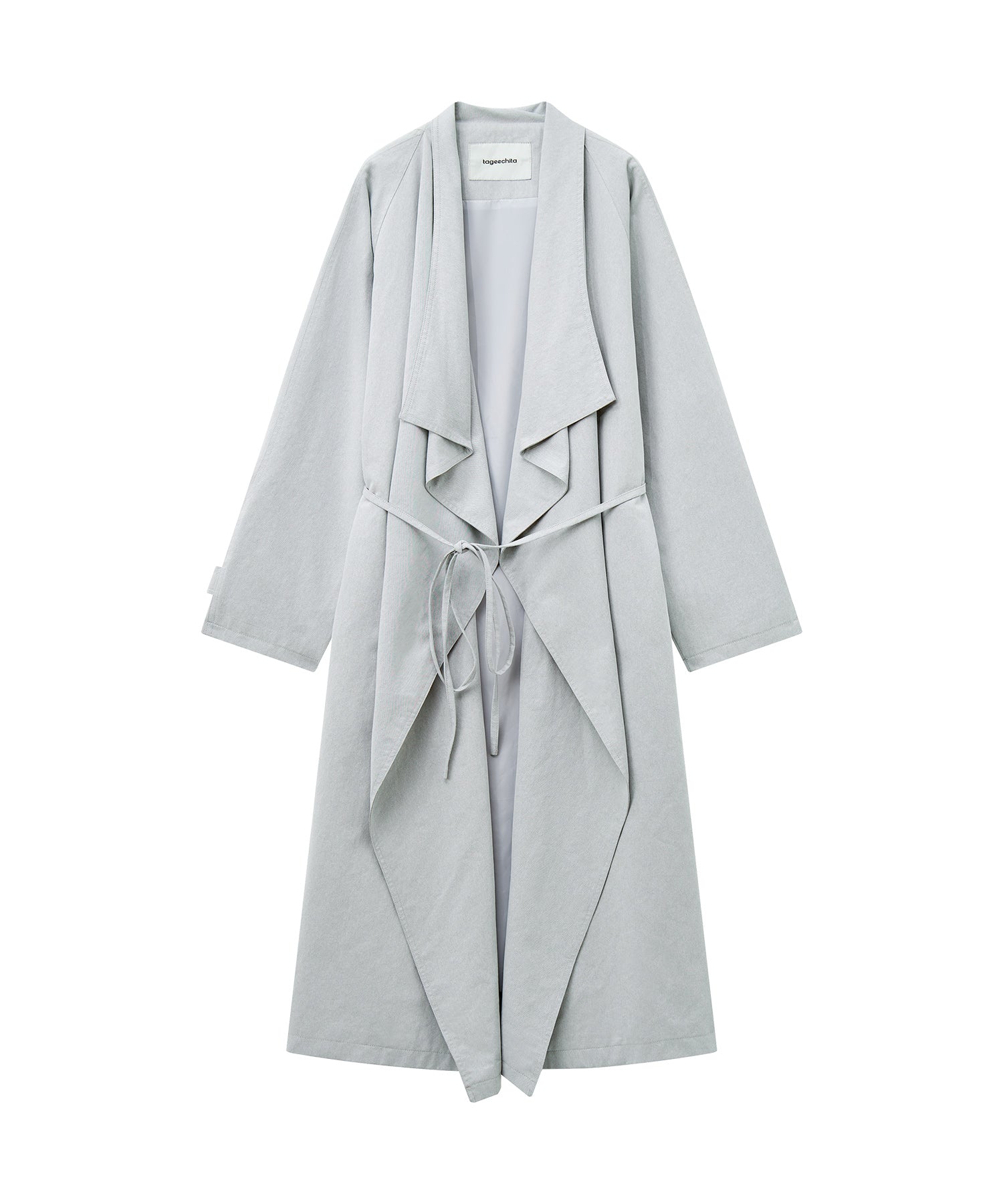 Layered Drape-Neck Trench Coat – Oversized Long Silhouette