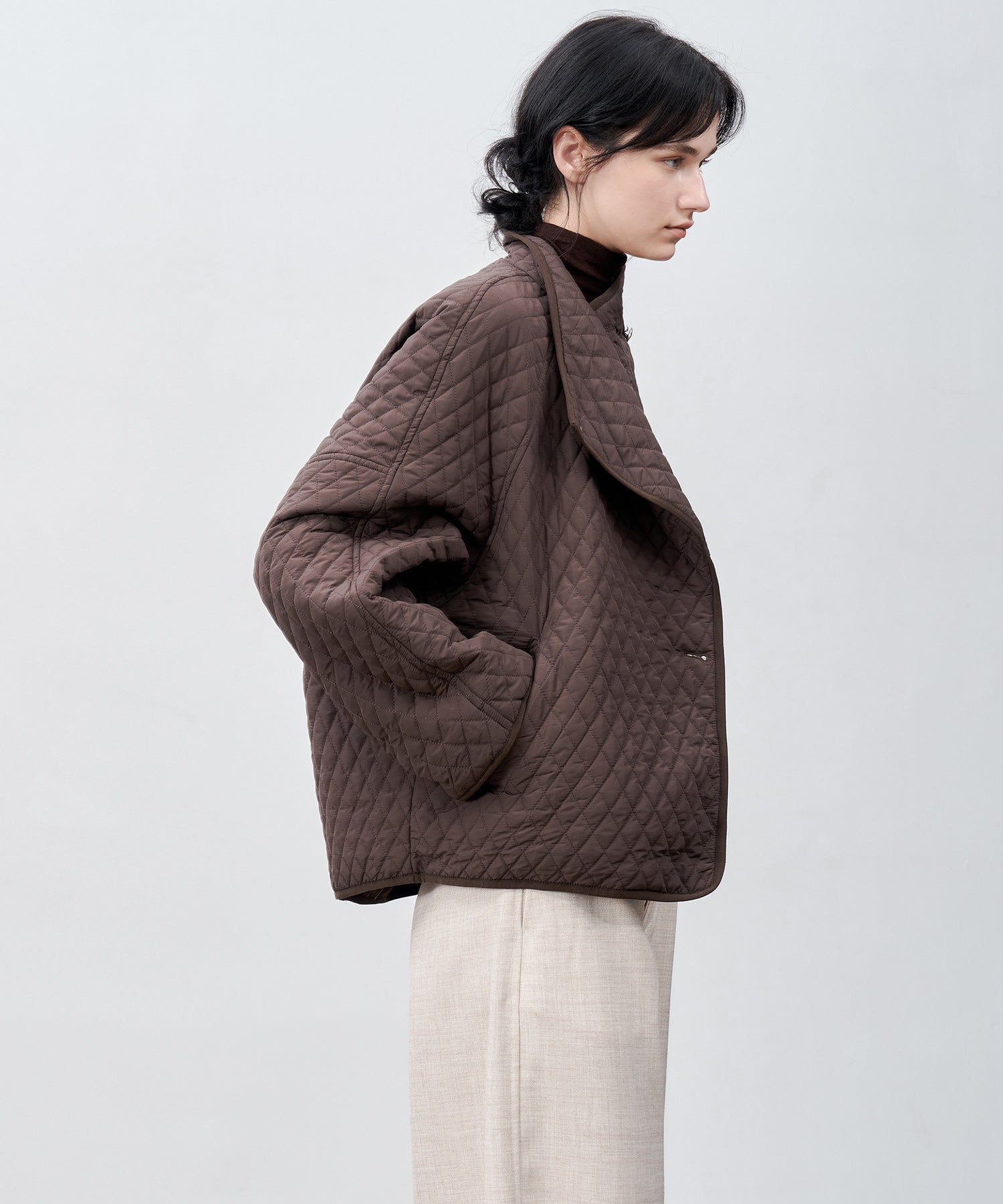 Asym Collar Quilted Padded Jacket