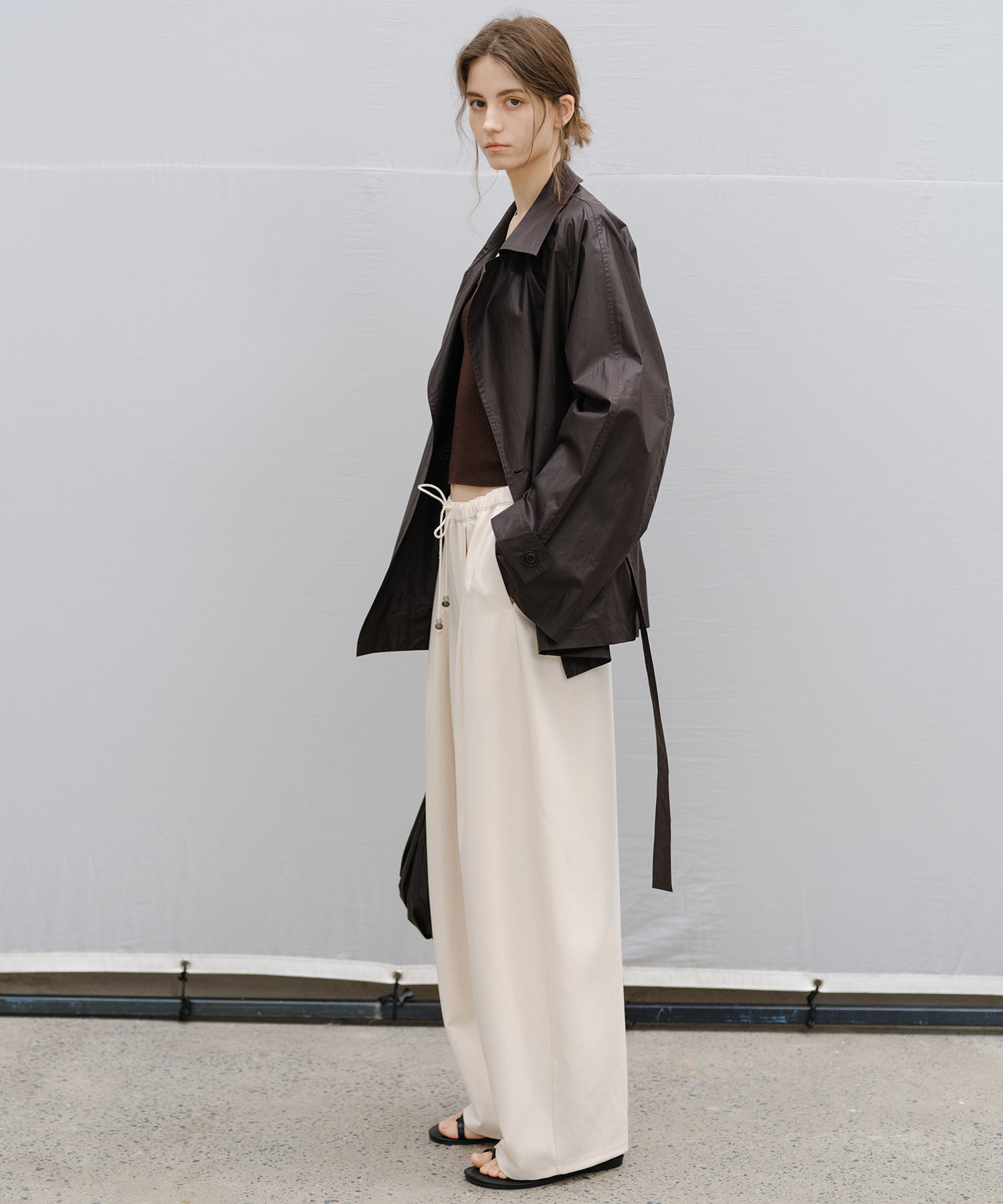 "Shipping from late February to early March" Belted Cropped Trench Jacket