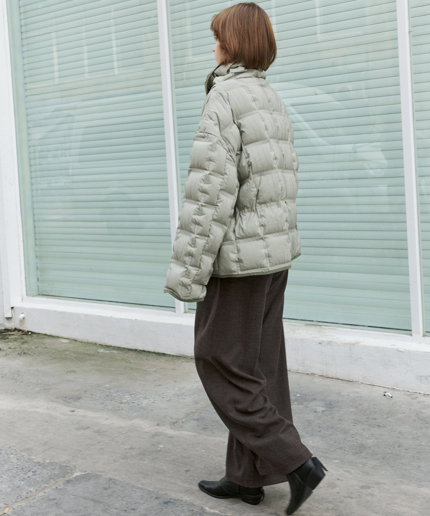 Crinkled Stand Collar Down Jacket