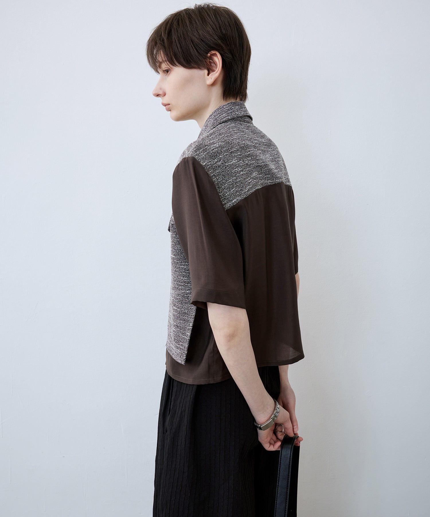 Textured Combo Cropped Shirt