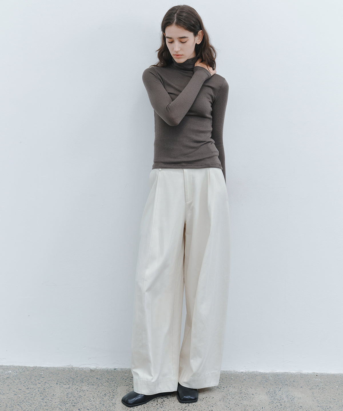 「10月下旬出荷予定」Back Elastic Wide Straight Pants
