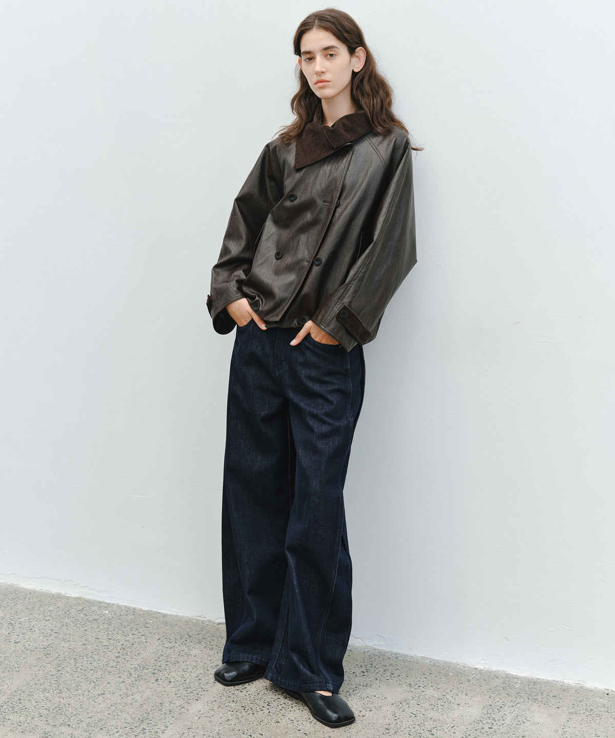 「10月下旬出荷予定」Side-Seam Detail Wide Denim Pants