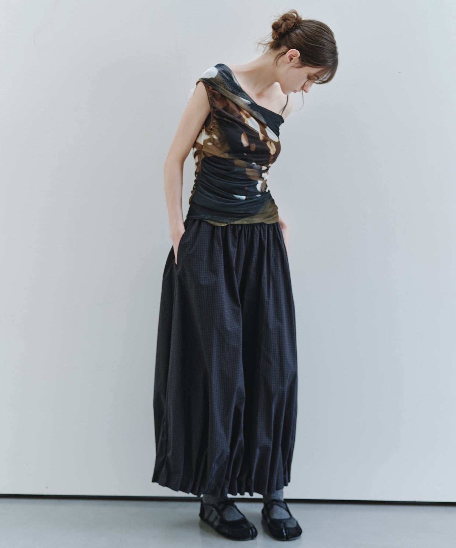 「7月上旬~中旬出荷」Tucked Balloon Hem Maxi Skirt