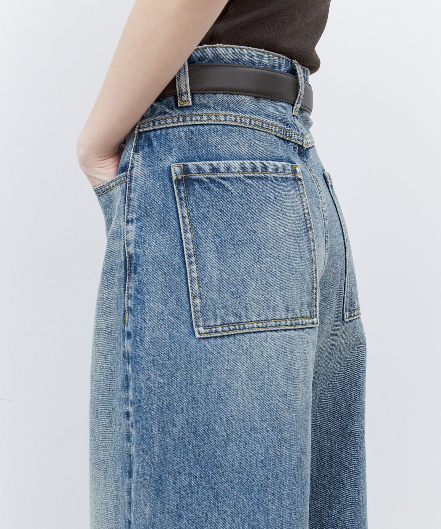 Washed Wide-Leg Denim Shorts