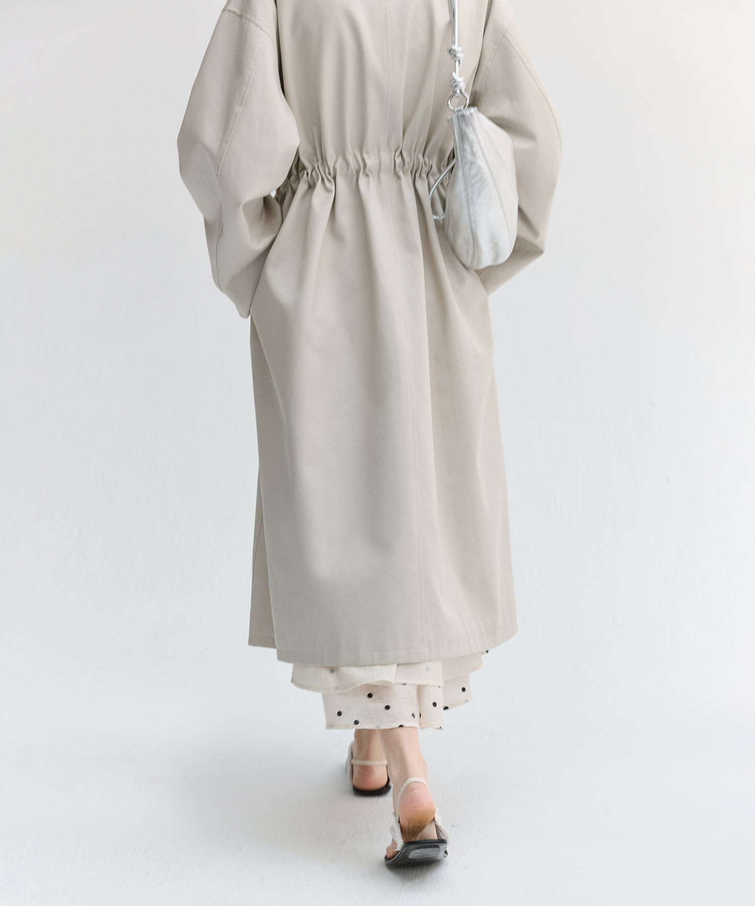 Drawstring Waist Relaxed Fit Long Coat