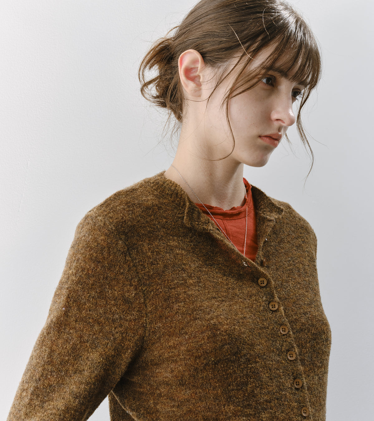 「10月下旬出荷予定」Melange Wool-Blend Multi Button Knit Cardigan