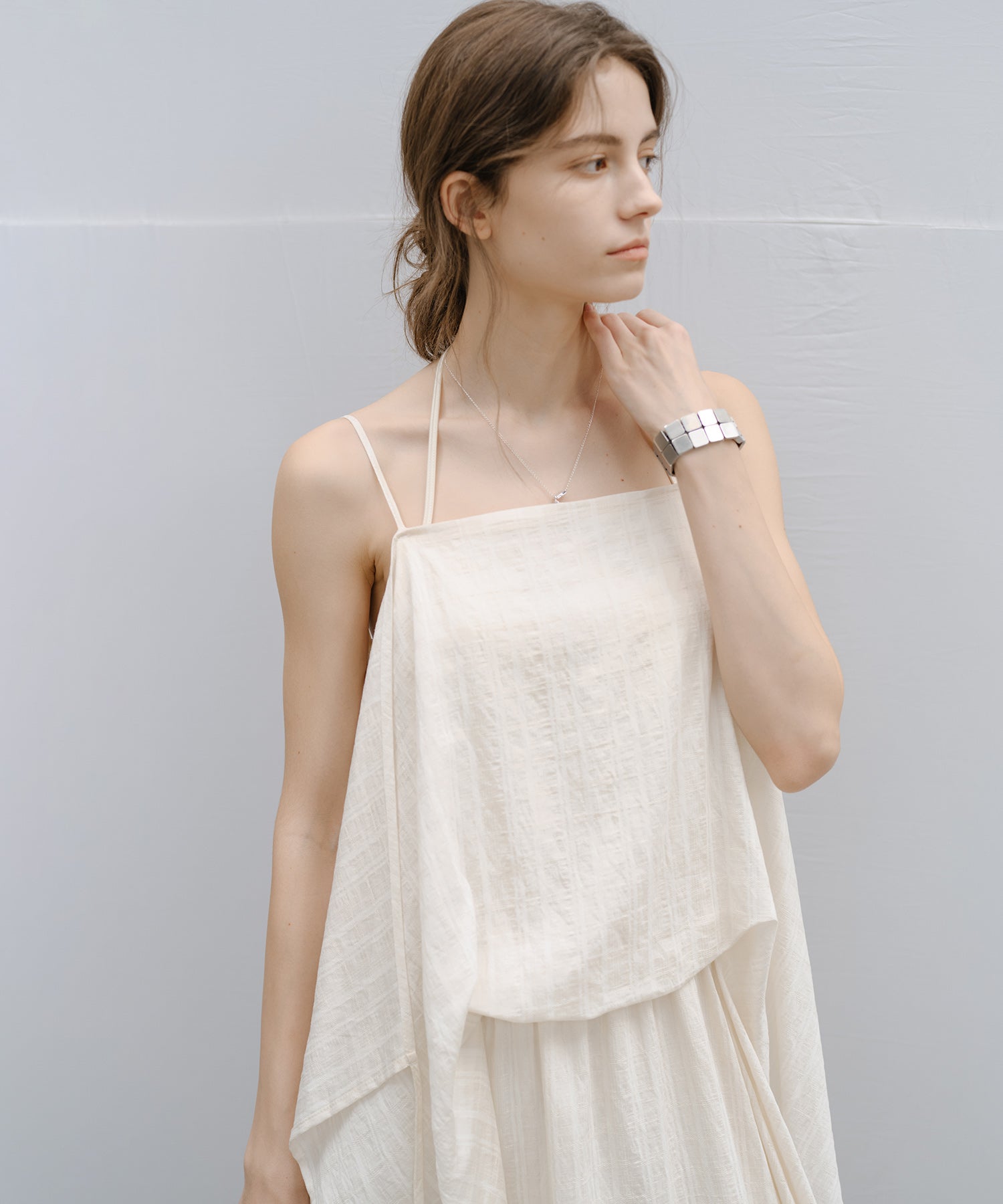 Textured Crepe Slip Dress