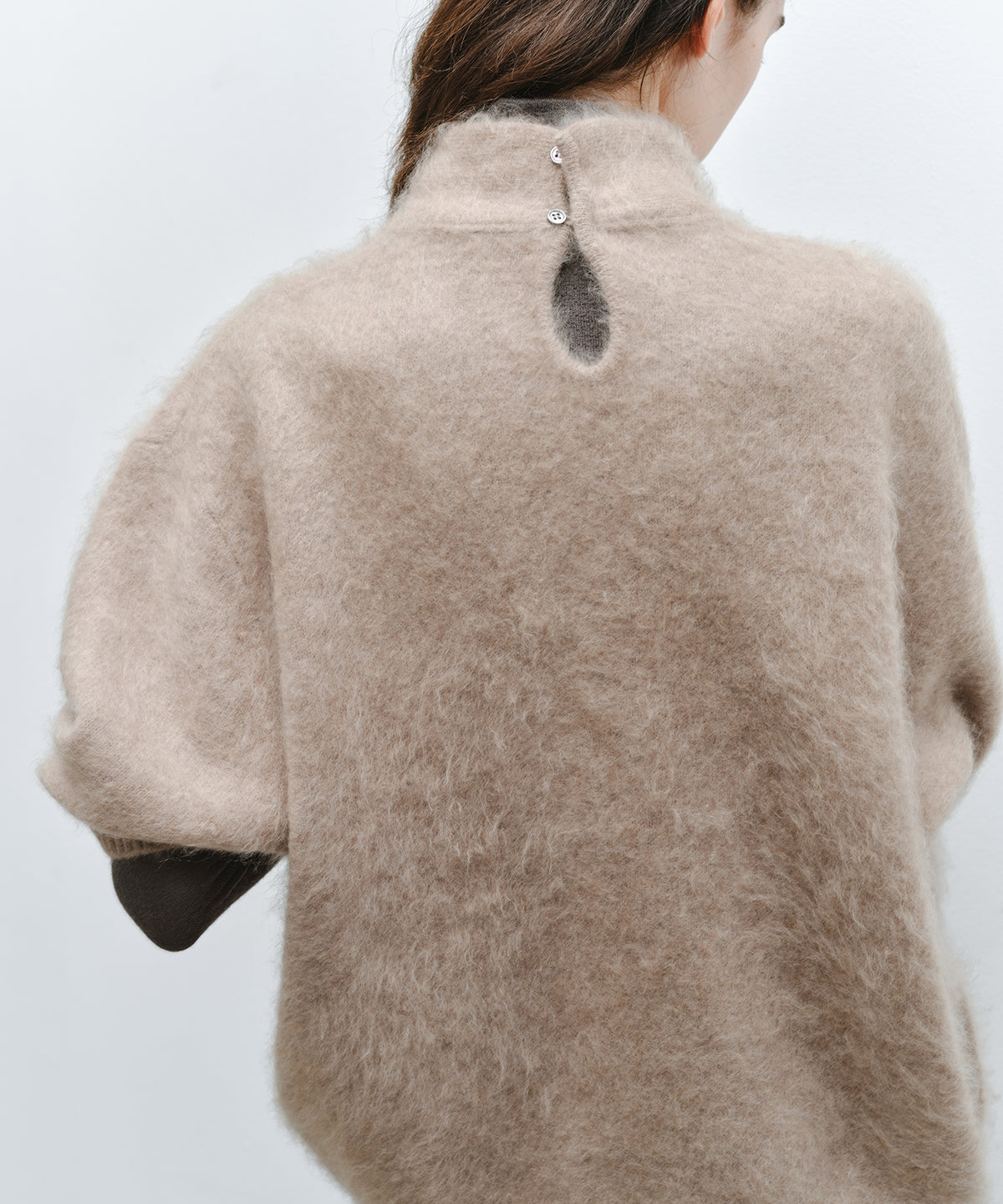 「10月下旬出荷予定」Brushed Cashmere-Blend Half Sleeve Knit Top