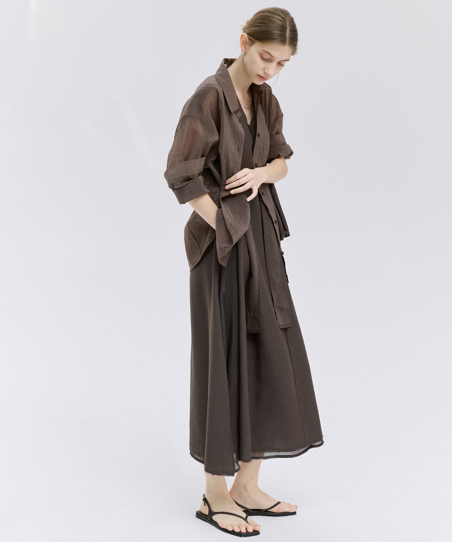 Acetate-Blend V-Neck Ribbon Detail Sleeveless Dress