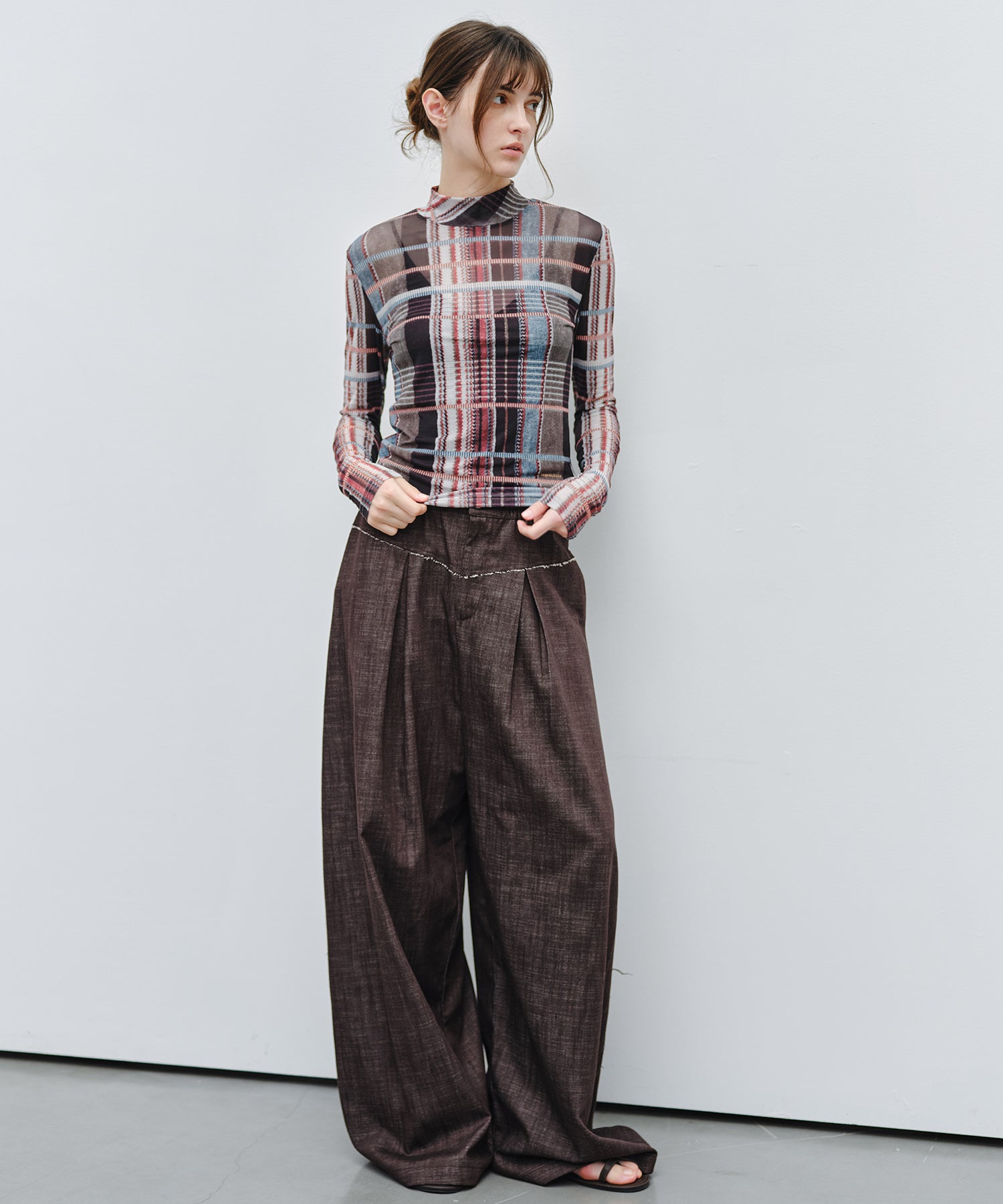 「9月下旬出荷予定」Paneled Drawstring Wide Pants