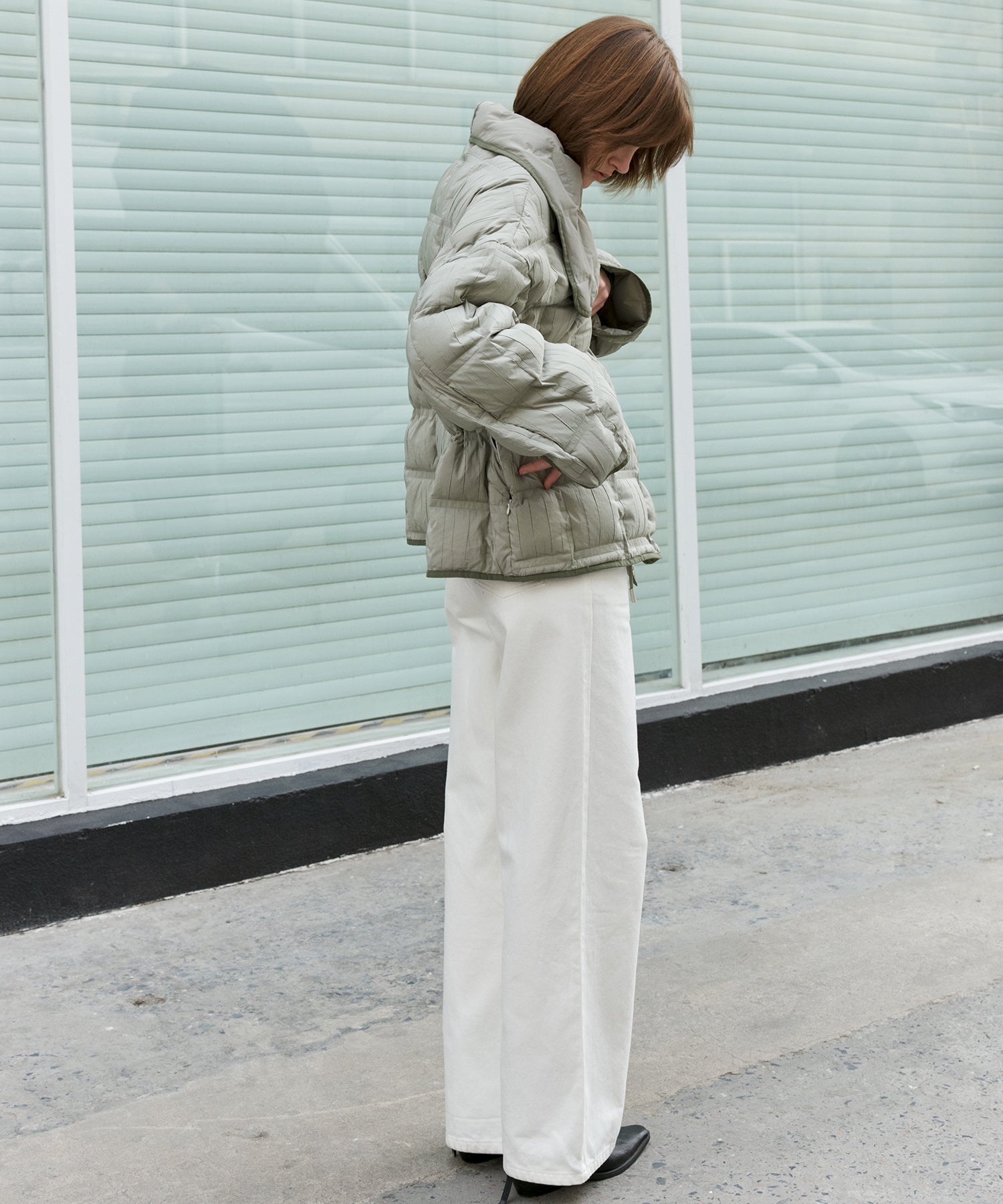 Crinkled Stand Collar Down Jacket