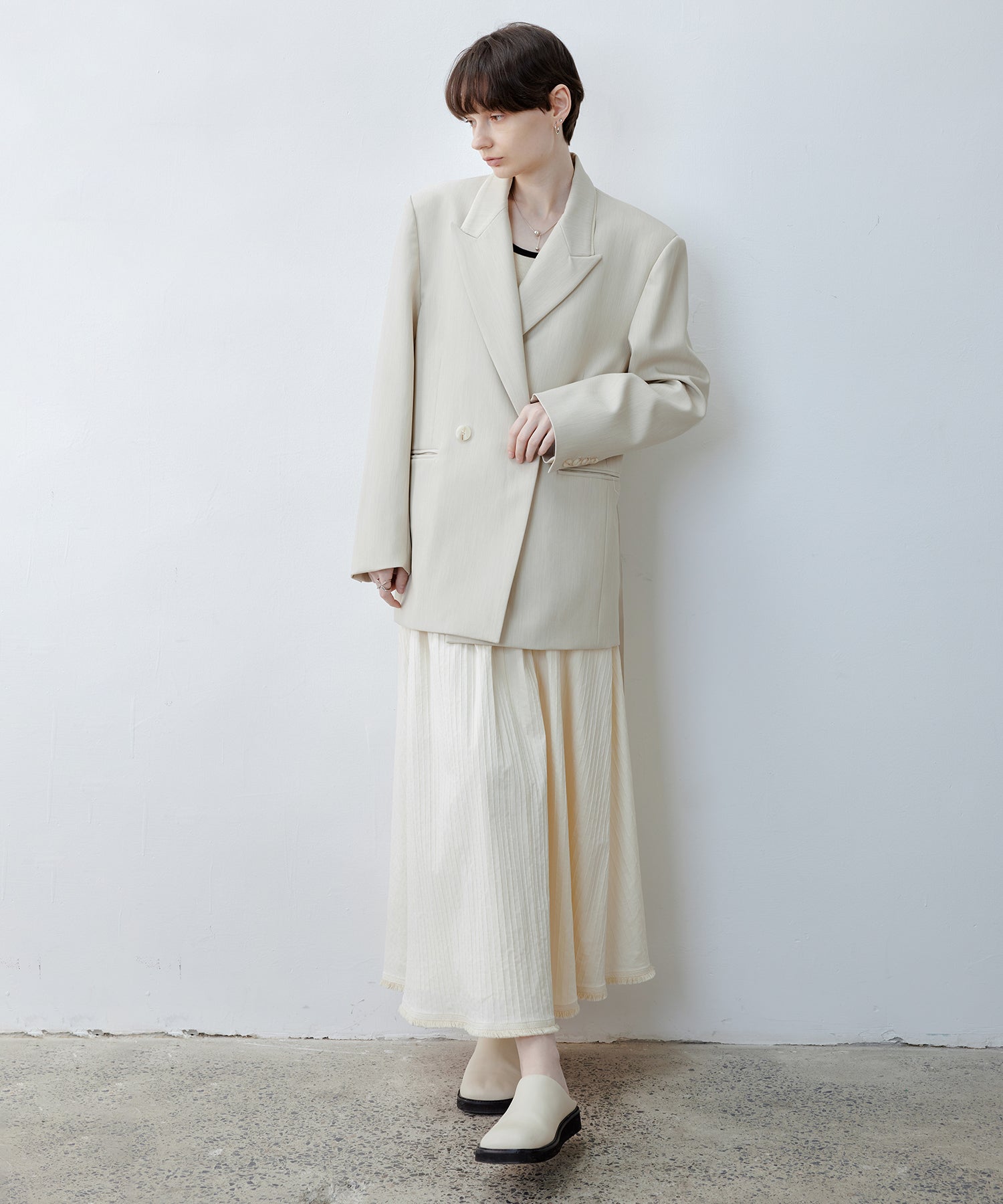 Textured Jacquard Fringe Hem A-Line Skirt