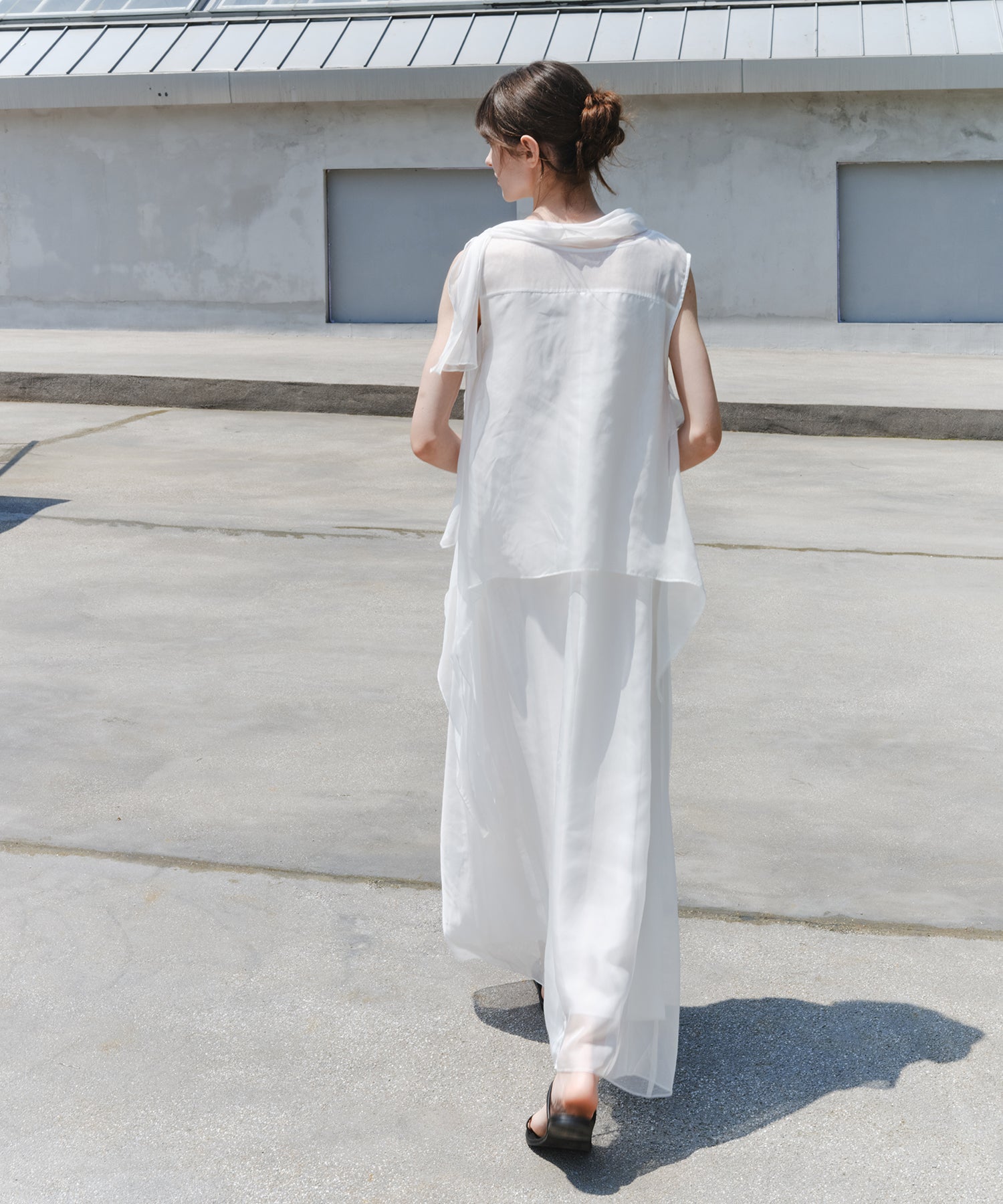 「7月中旬~下旬出荷」Sheer Draped Scarf Dress