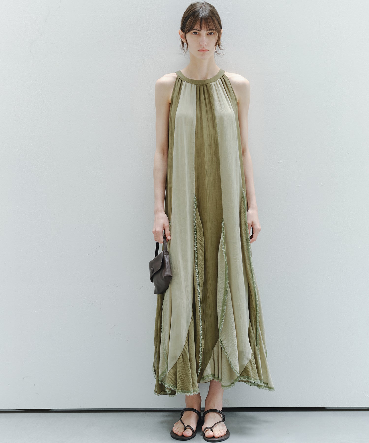 「6月上旬~中旬出荷」Color Block Layered Sleeveless Dress