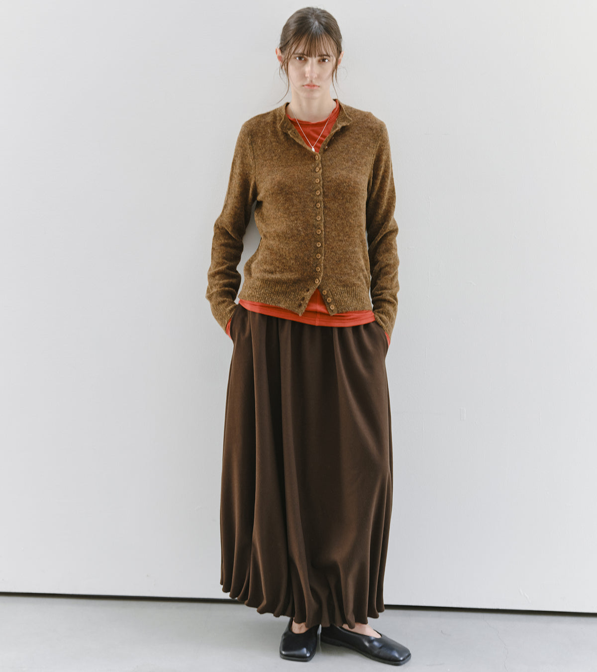 「10月下旬出荷予定」Melange Wool-Blend Multi Button Knit Cardigan