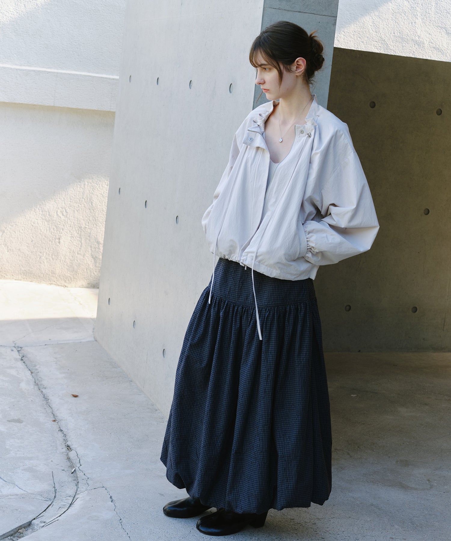 「9月下旬出荷予定」Drawstring Gathered Cropped Blouson
