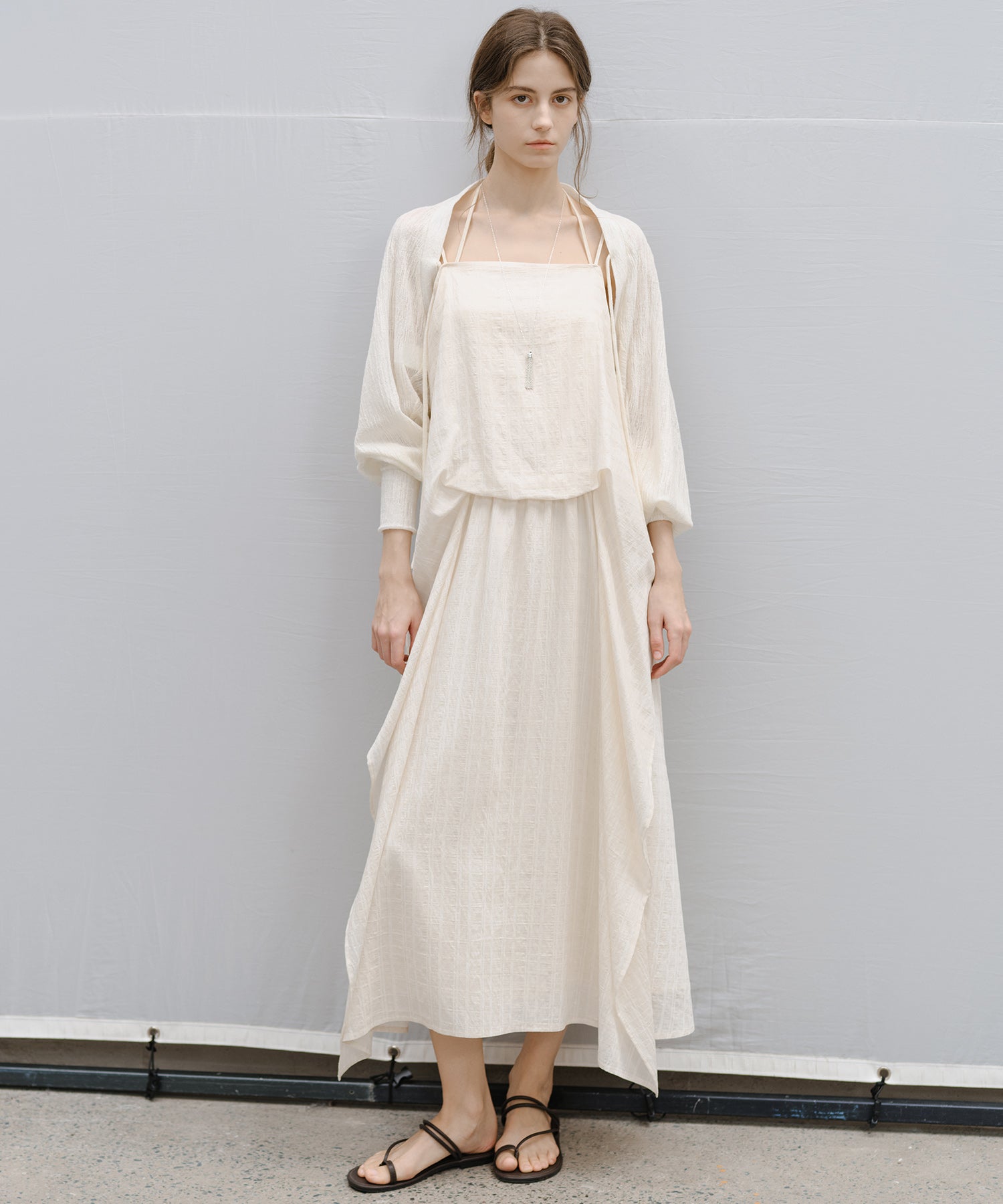 Textured Crepe Slip Dress