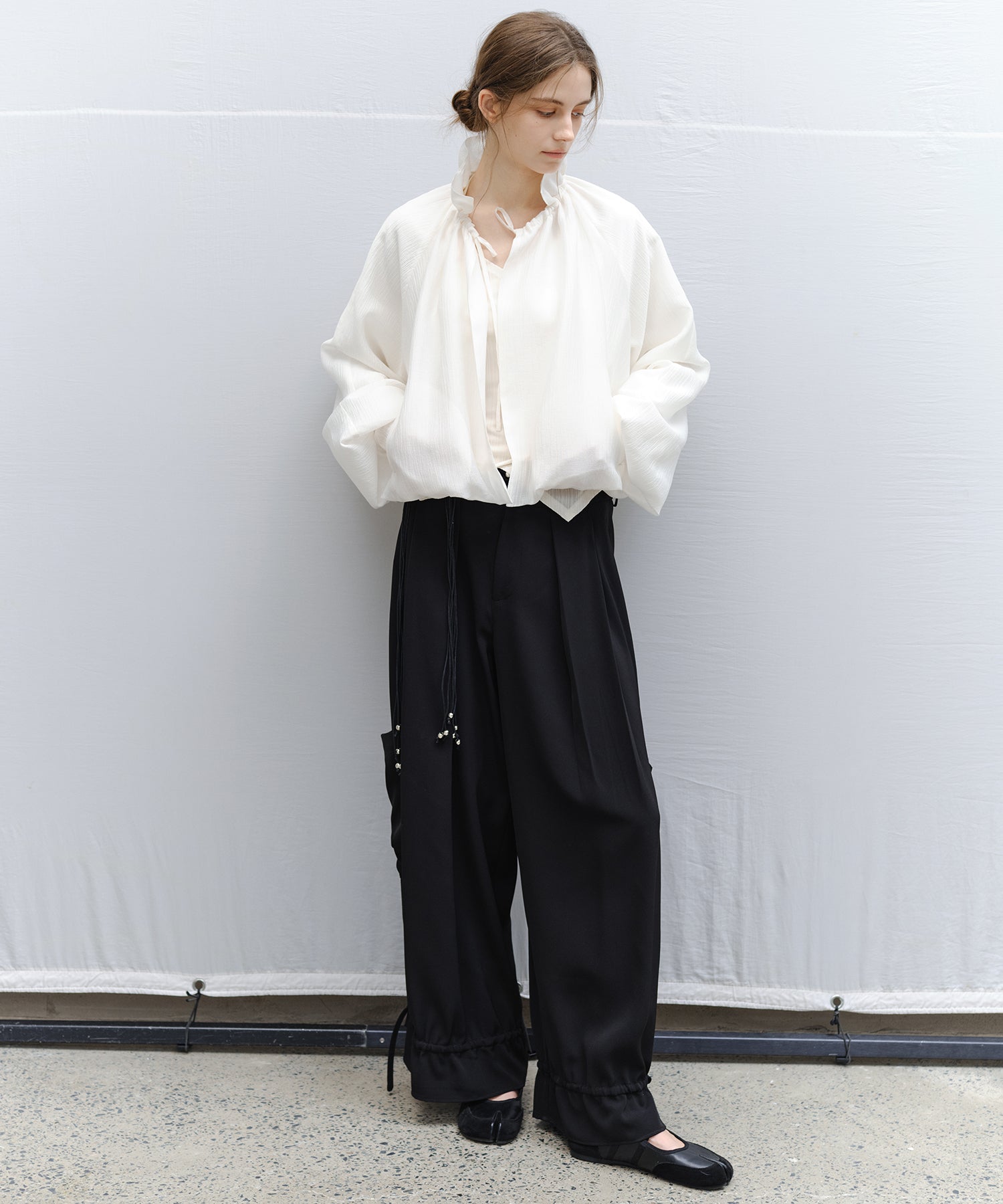 Sheer Gathered Neck Light Jacket