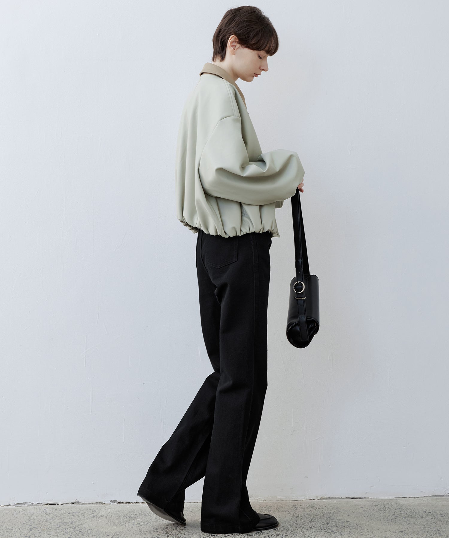 Contrast Collar Cropped Faux Leather Jacket